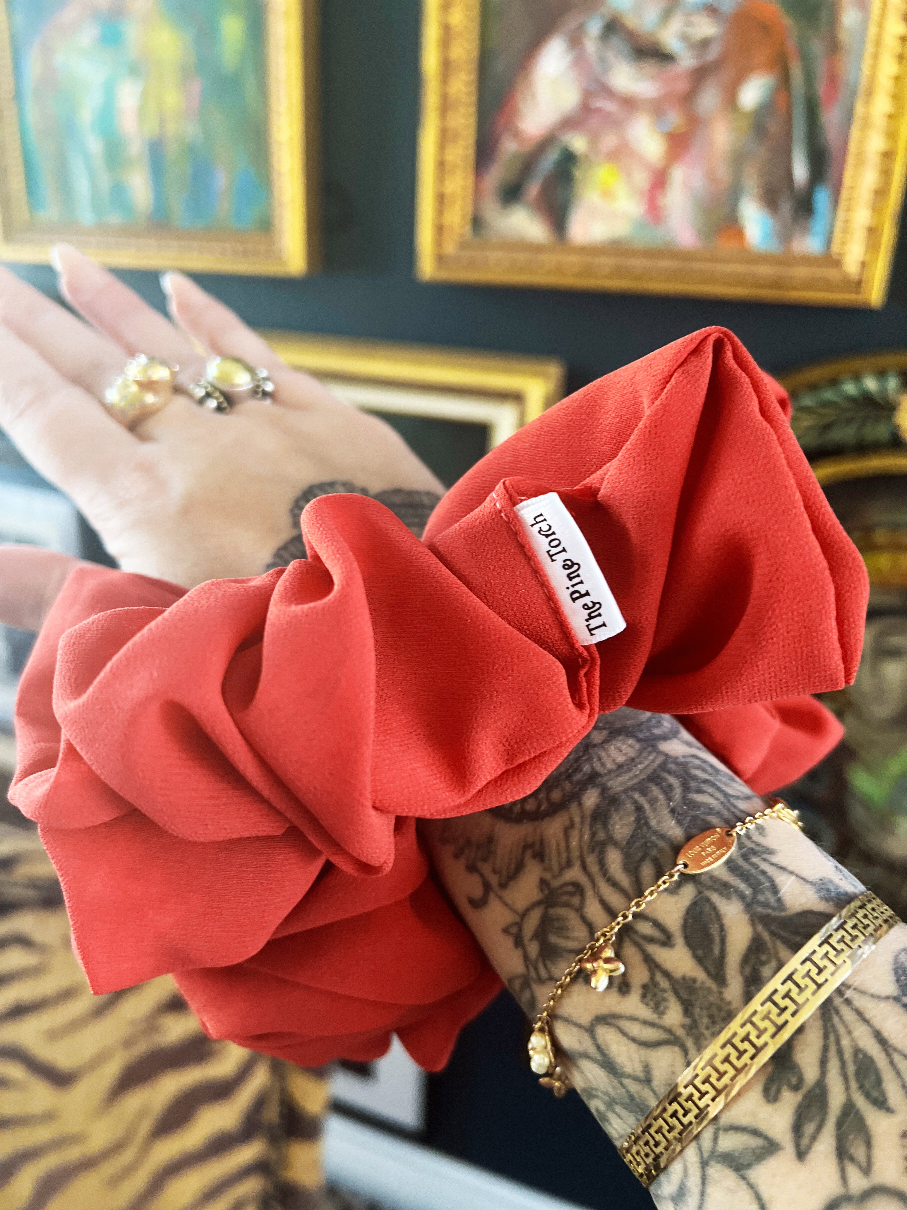 << ASSORTED COLORS >> CHIFFON JUMBO HAIR SCRUNCHIE