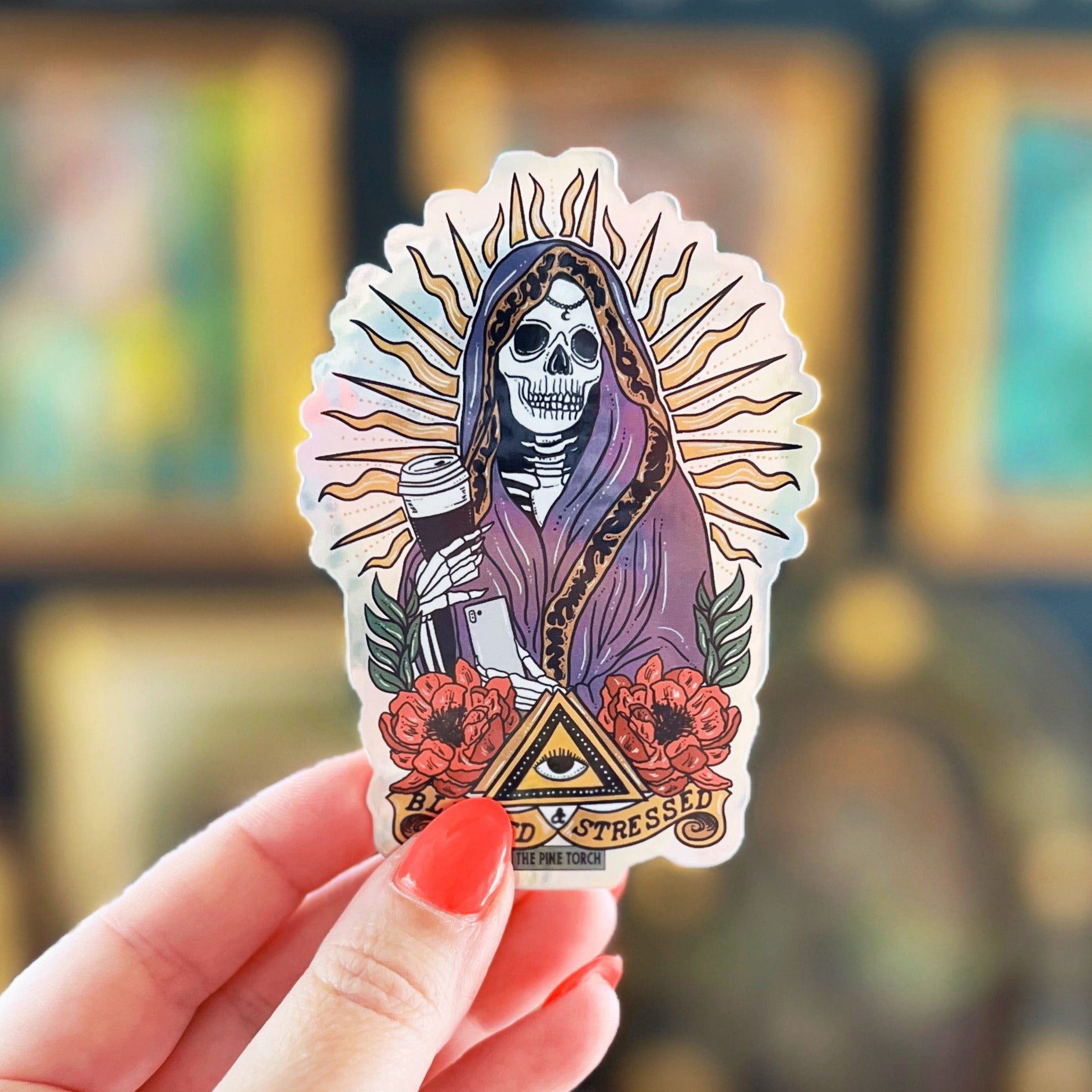 BLESSED AND STRESSED « HOLOGRAPHIC STICKER »