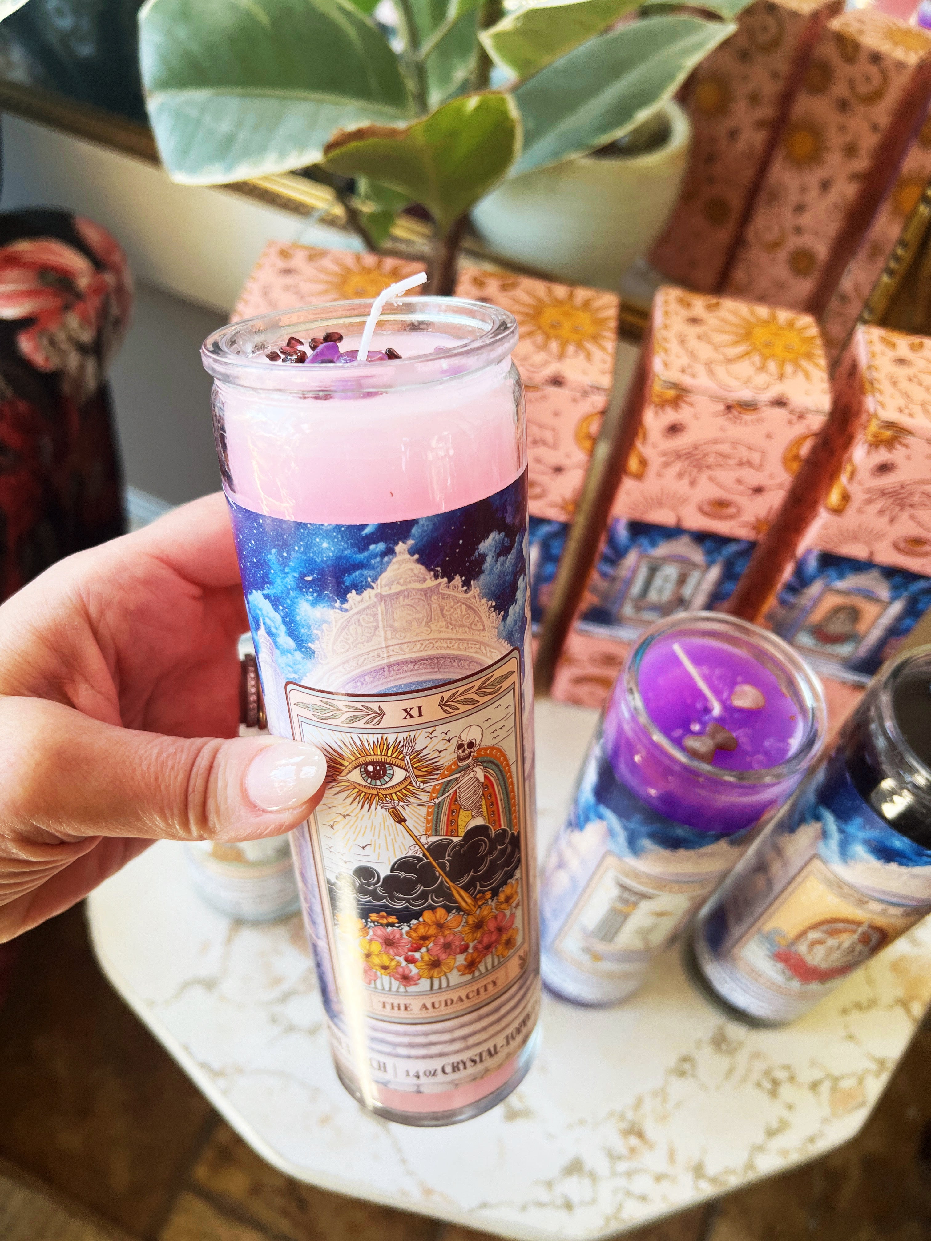 THE AUDACITY<< CRYSTAL TOPPED ALTAR CANDLE >>