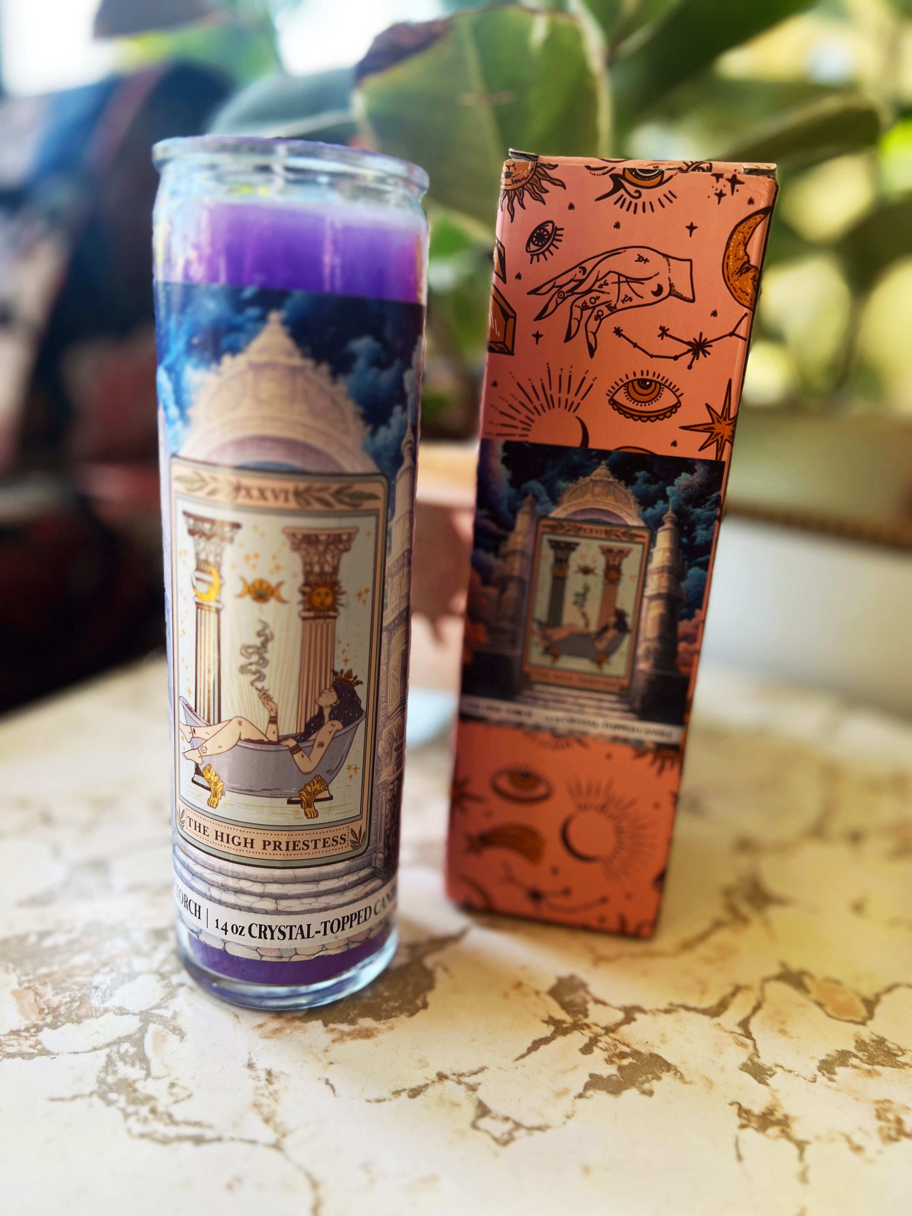 THE HIGH PRIESTESS << CRYSTAL TOPPED ALTAR CANDLE >>