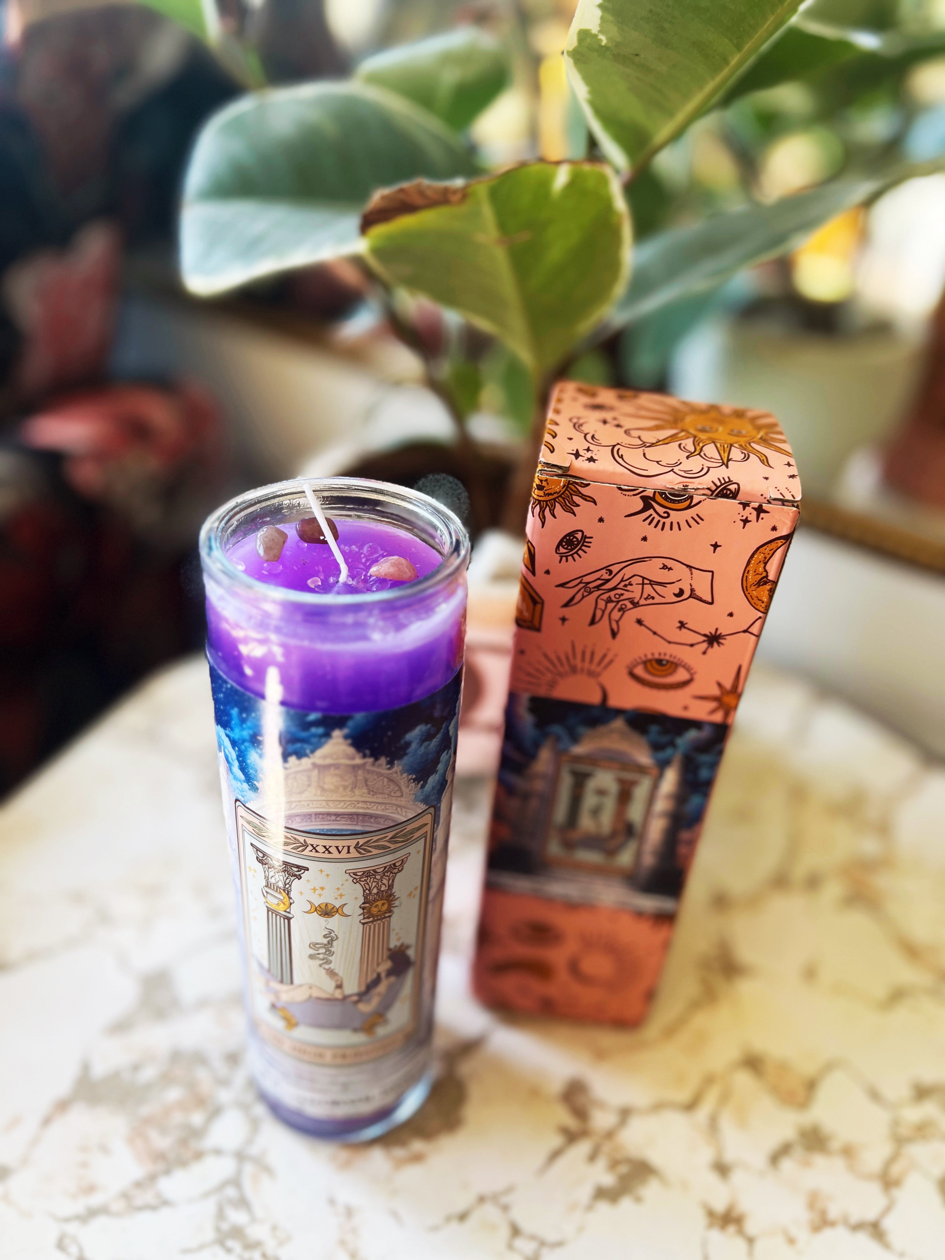THE HIGH PRIESTESS << CRYSTAL TOPPED ALTAR CANDLE >>