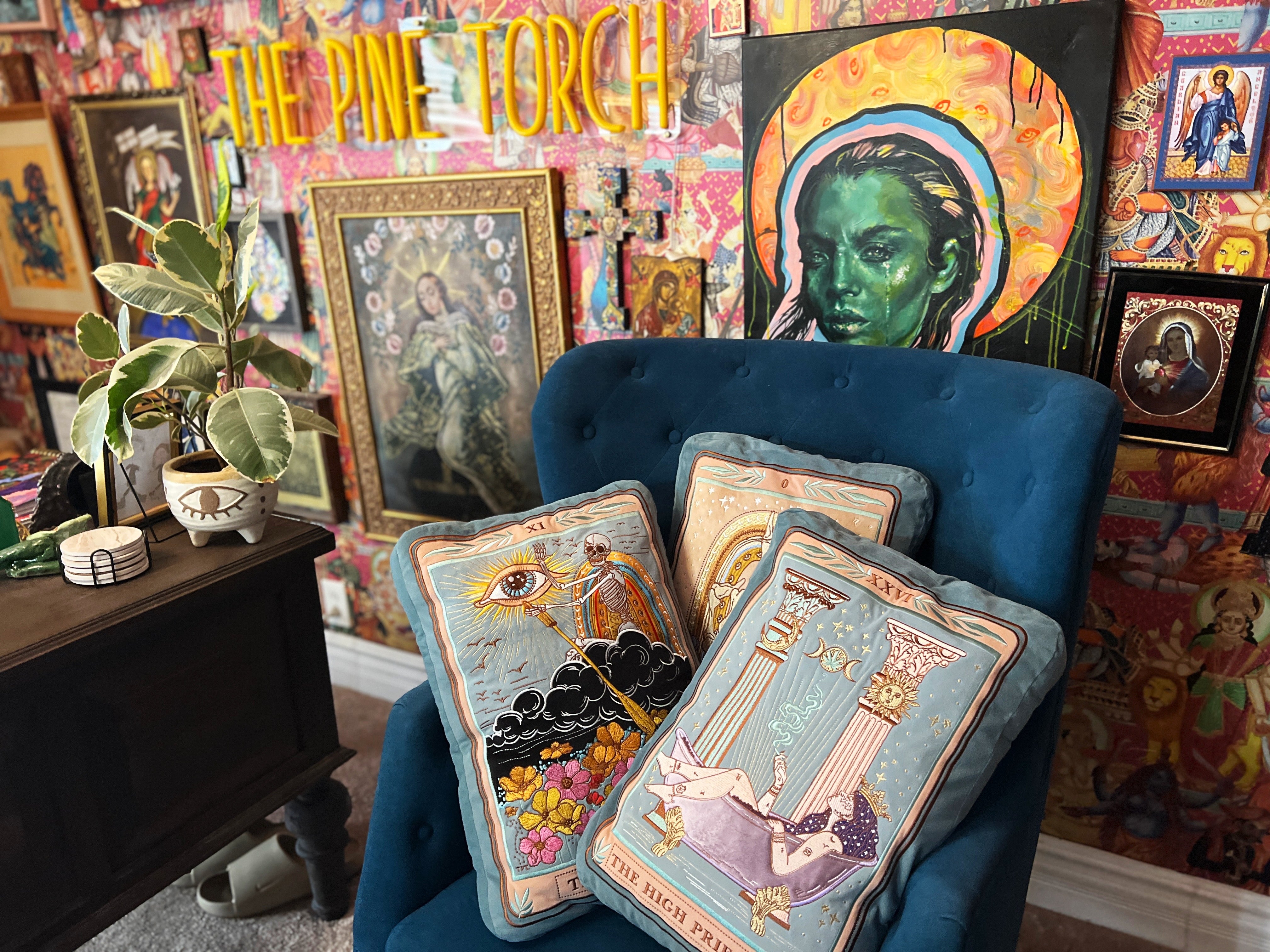 << THE HIGH PRIESTESS >> OVERSIZED PLUSH EMBROIDERED PILLOW