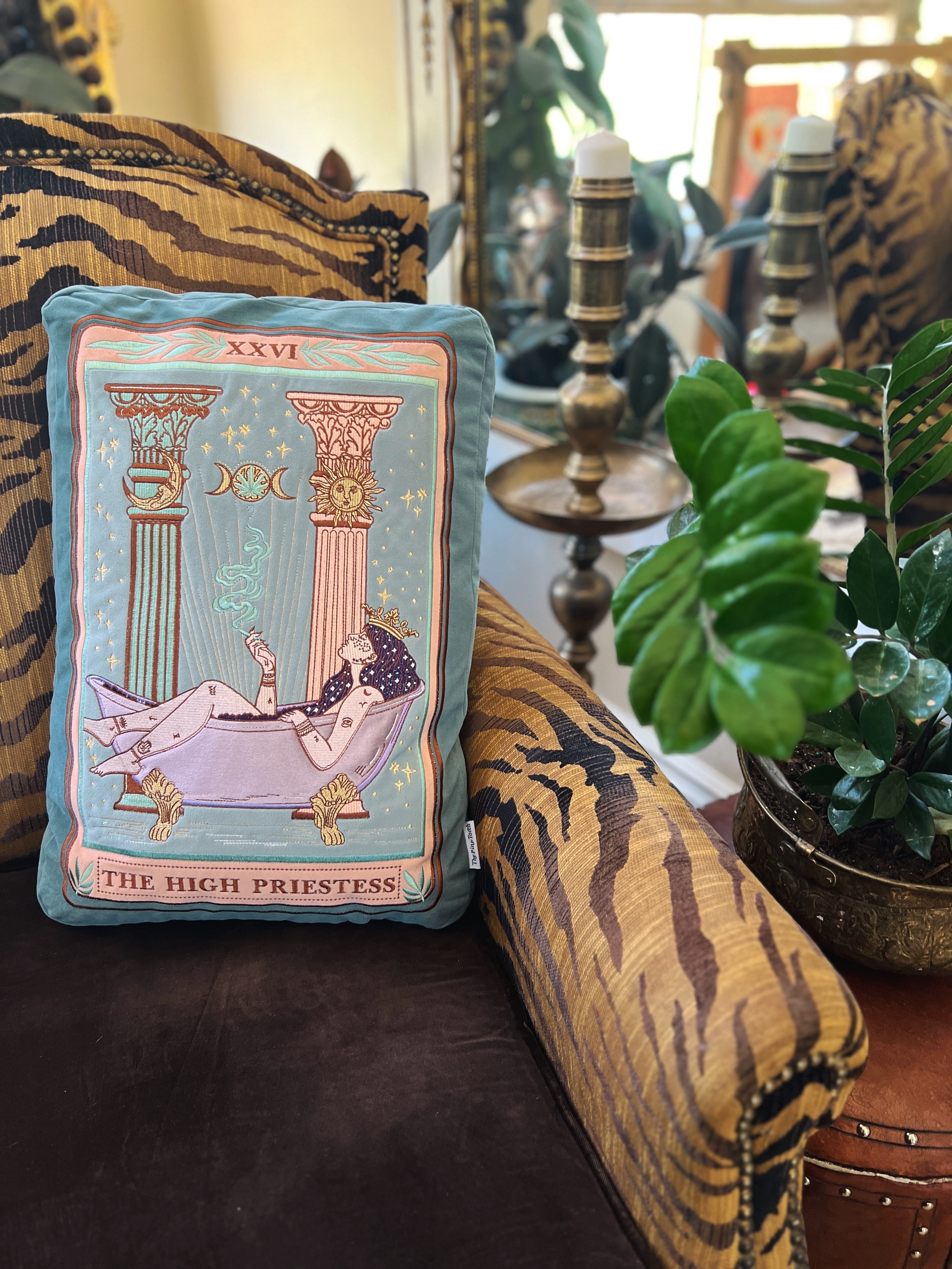 << THE HIGH PRIESTESS >> OVERSIZED PLUSH EMBROIDERED PILLOW