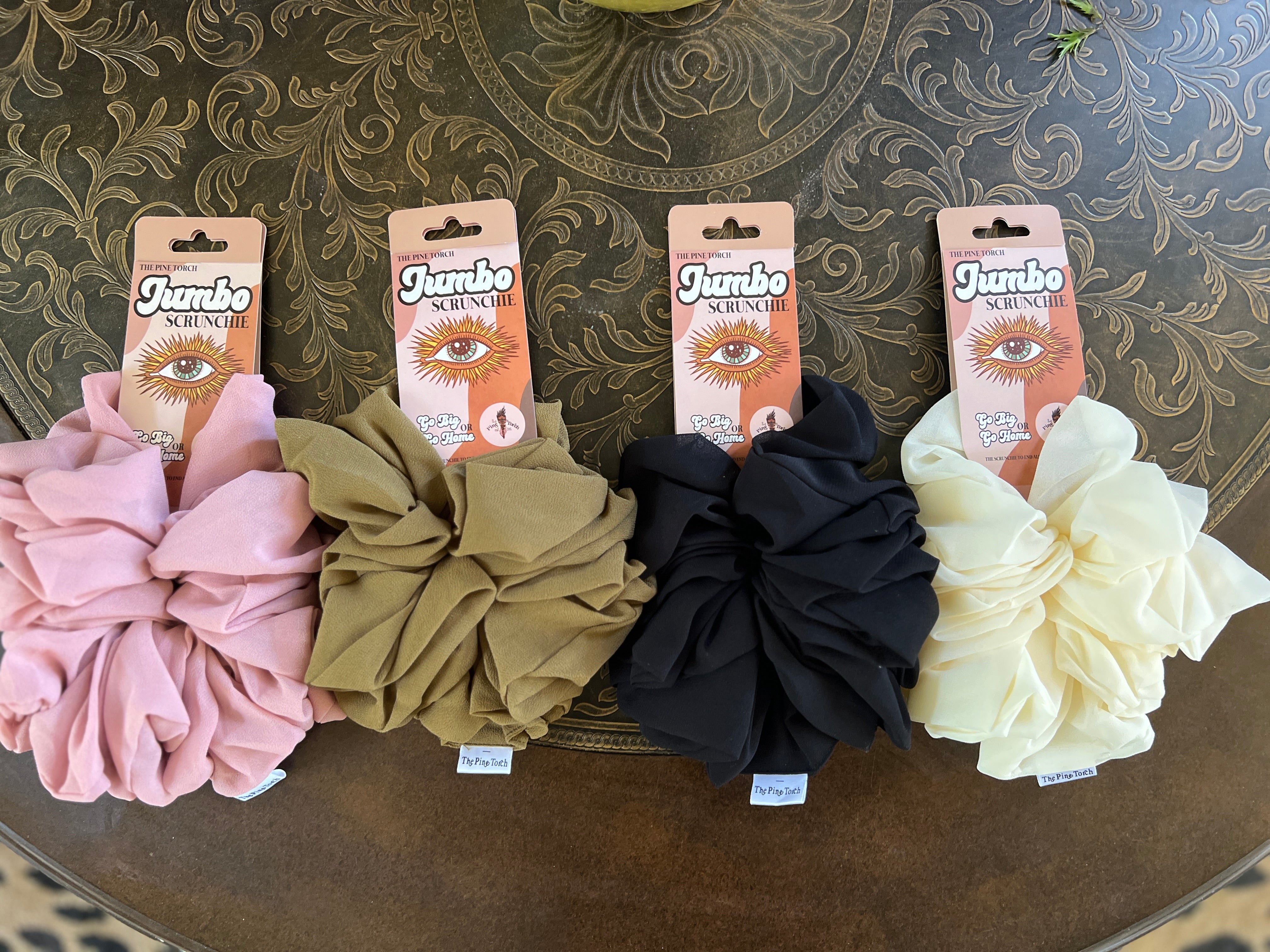 << OLIVE >> CHIFFON JUMBO HAIR SCRUNCHIE