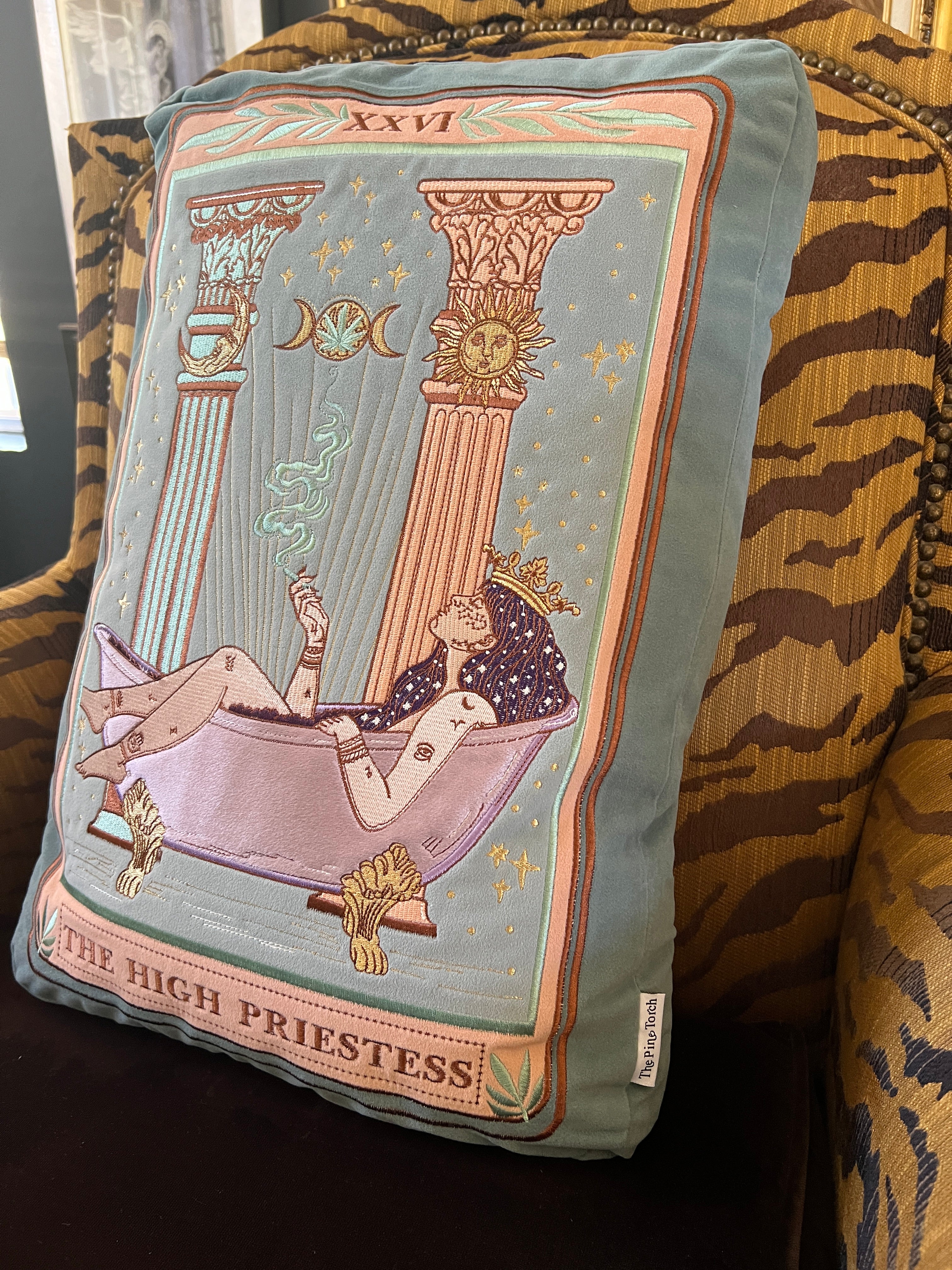<< THE HIGH PRIESTESS >> OVERSIZED PLUSH EMBROIDERED PILLOW