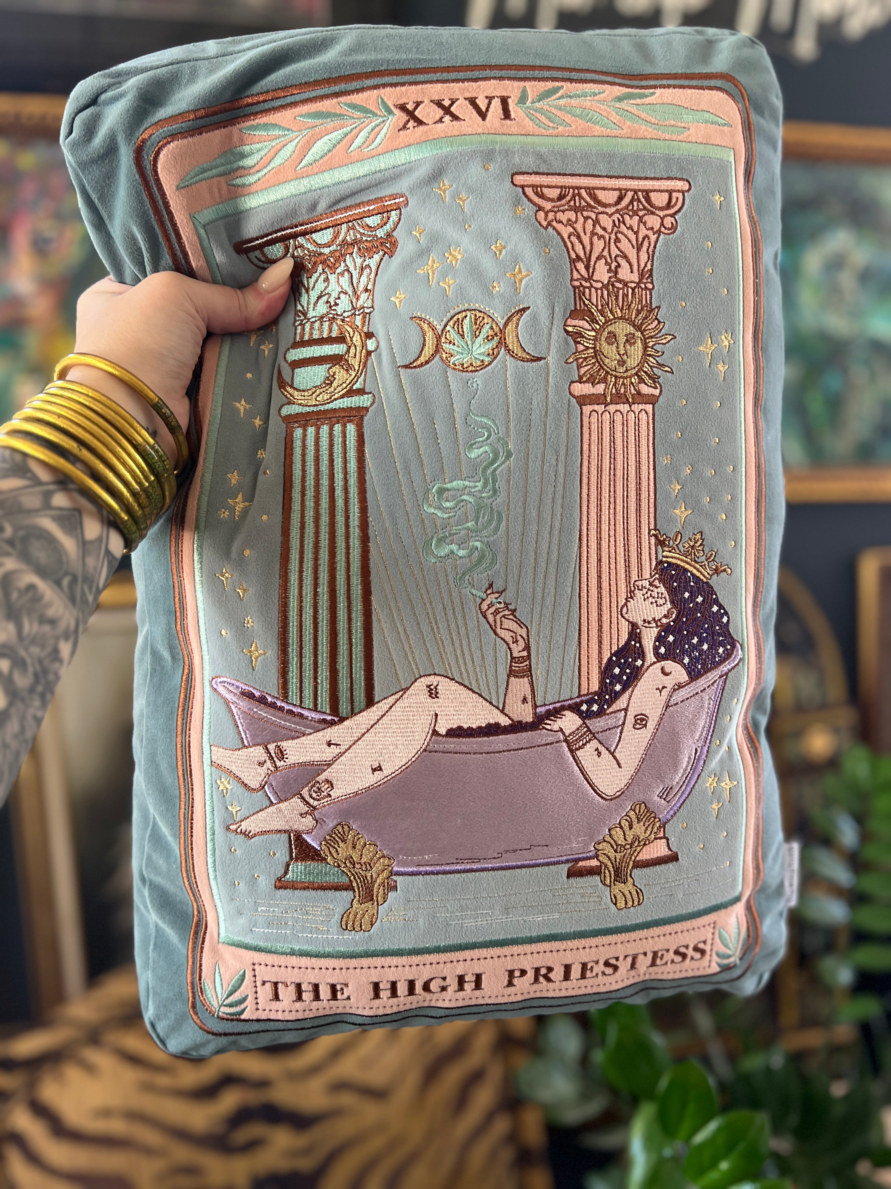 << THE HIGH PRIESTESS >> OVERSIZED PLUSH EMBROIDERED PILLOW
