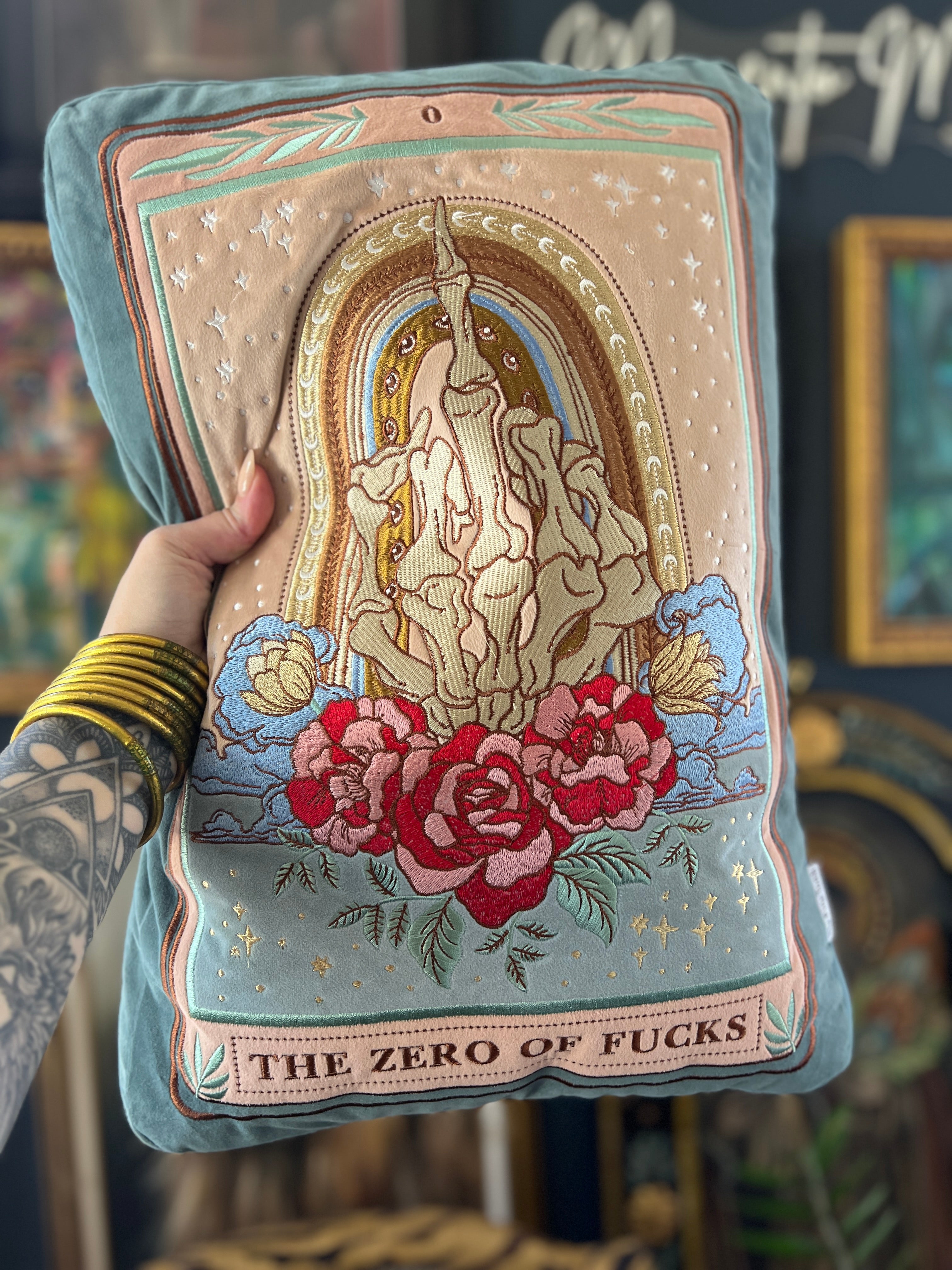 << THE ZERO OF F*CKS >> OVERSIZED PLUSH EMBROIDERED PILLOW