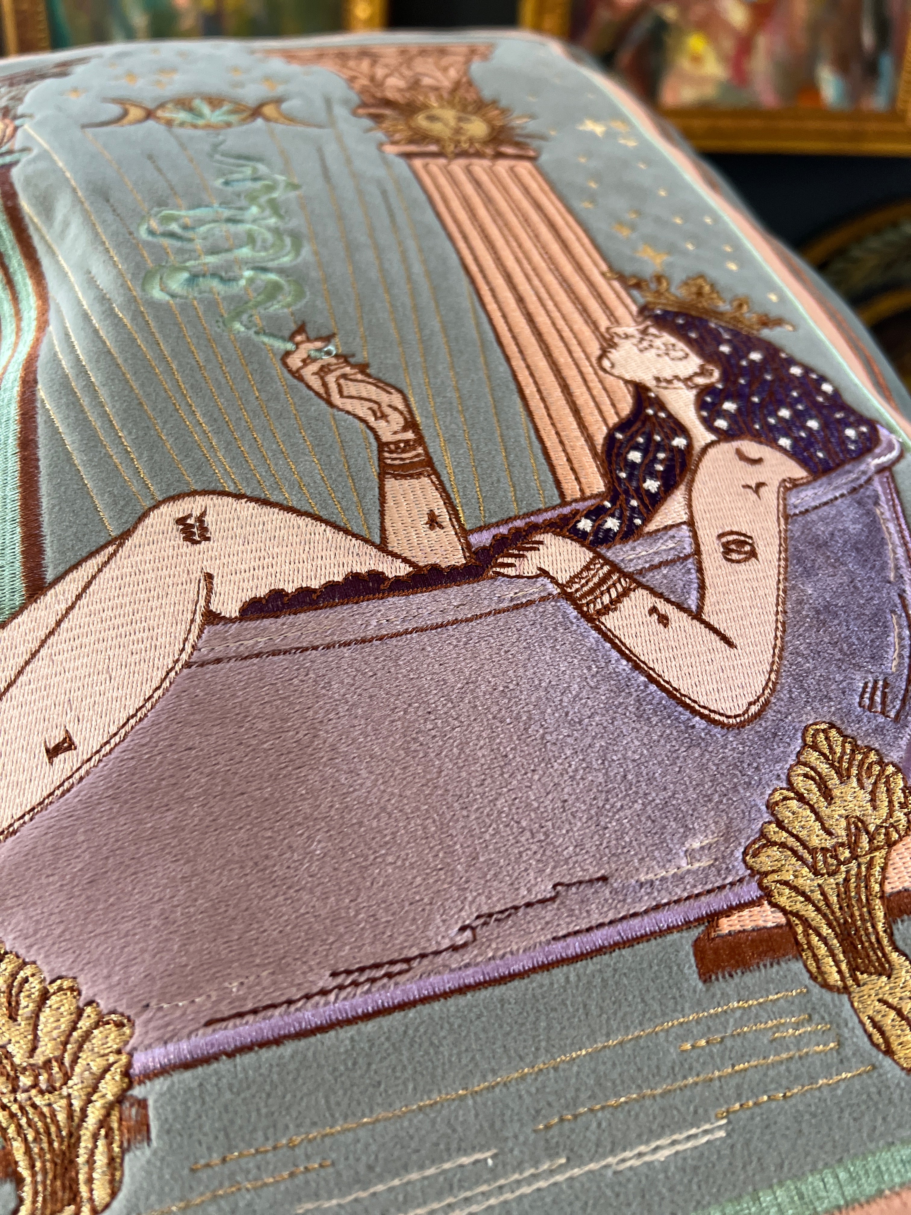 << THE HIGH PRIESTESS >> OVERSIZED PLUSH EMBROIDERED PILLOW