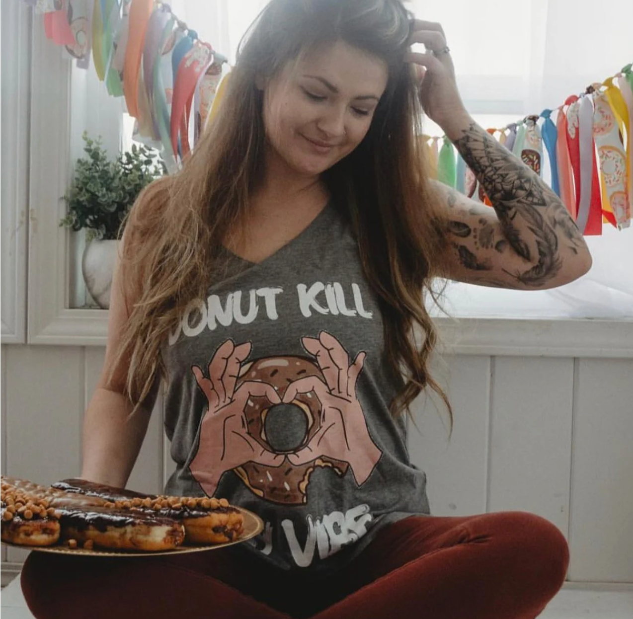 DONUT KILL MY VIBE // FLOWY RACERBACK TANK