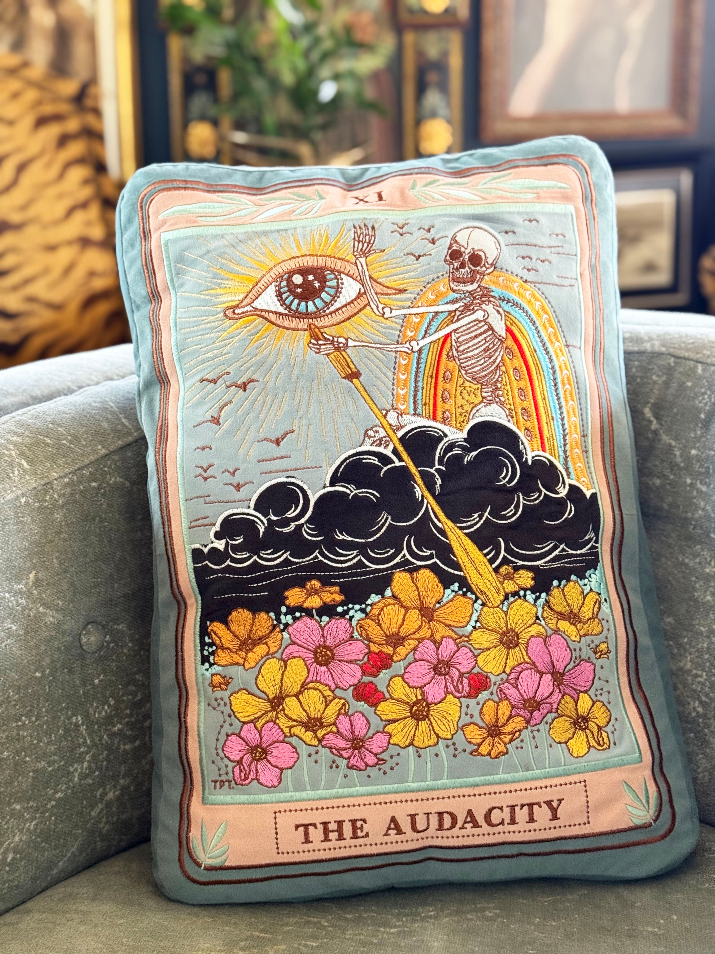 << THE AUDACITY >> OVERSIZED PLUSH EMBROIDERED PILLOW