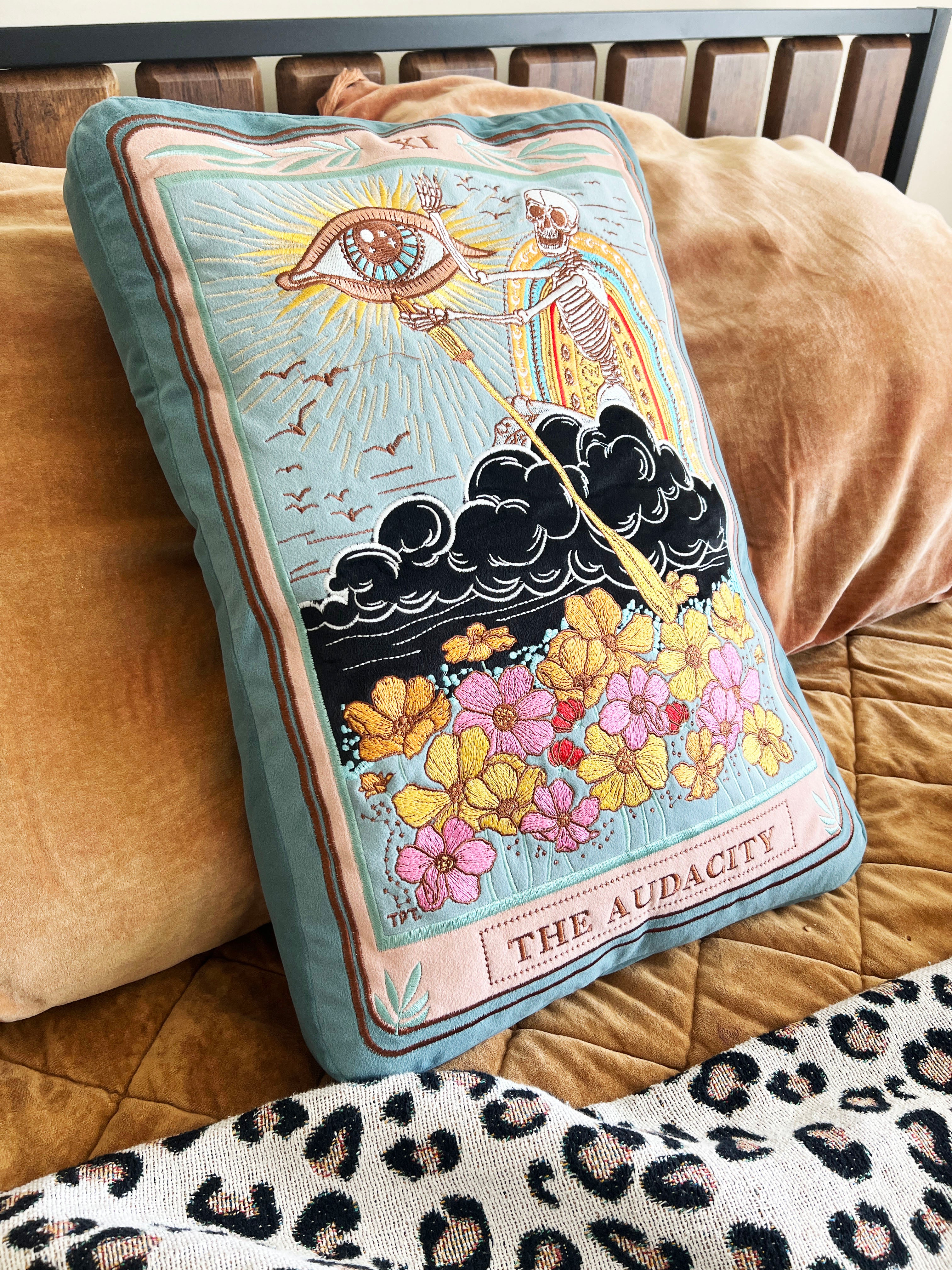 << THE AUDACITY >> OVERSIZED PLUSH EMBROIDERED PILLOW