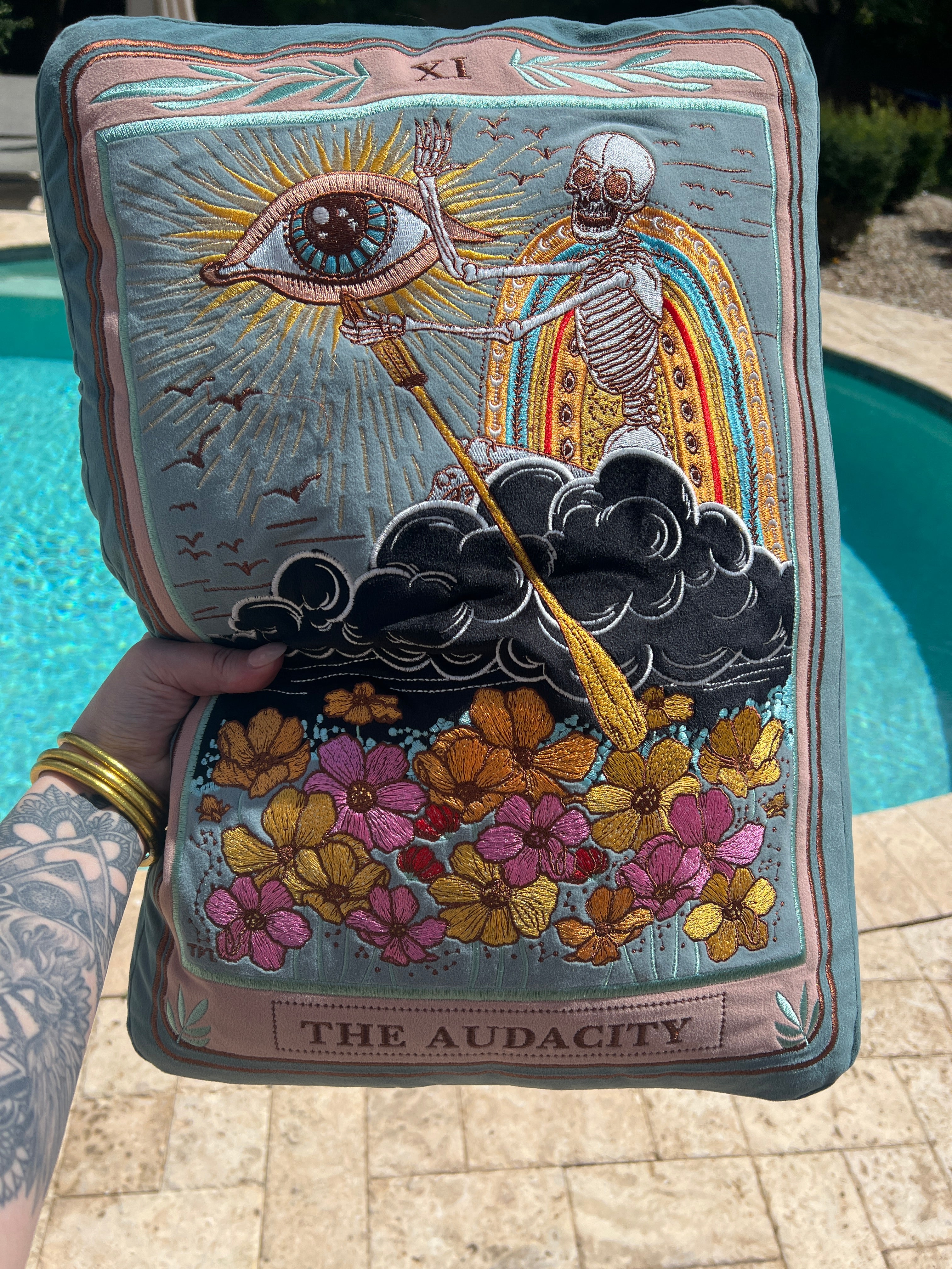 << THE AUDACITY >> OVERSIZED PLUSH EMBROIDERED PILLOW