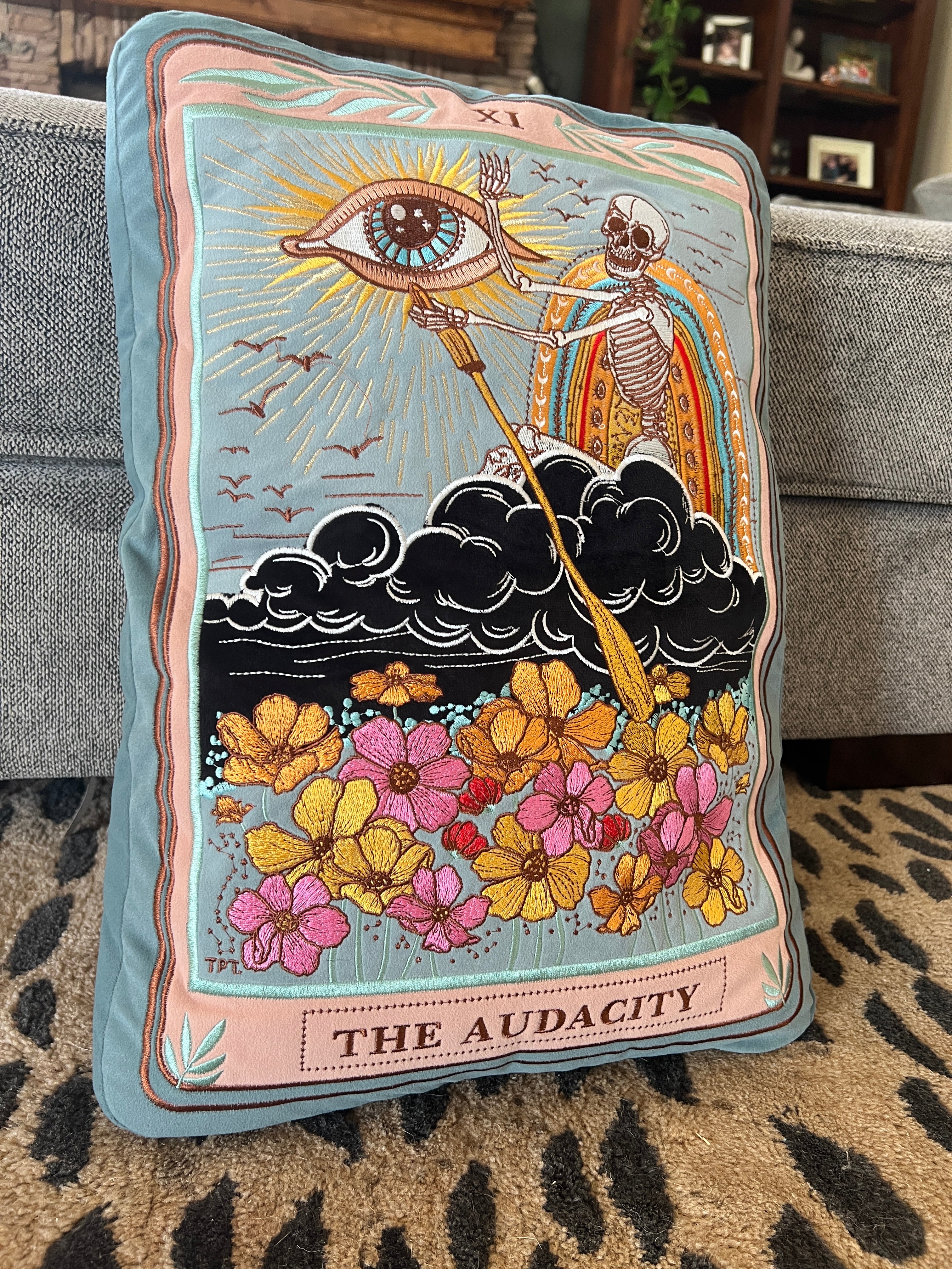 << THE AUDACITY >> OVERSIZED PLUSH EMBROIDERED PILLOW
