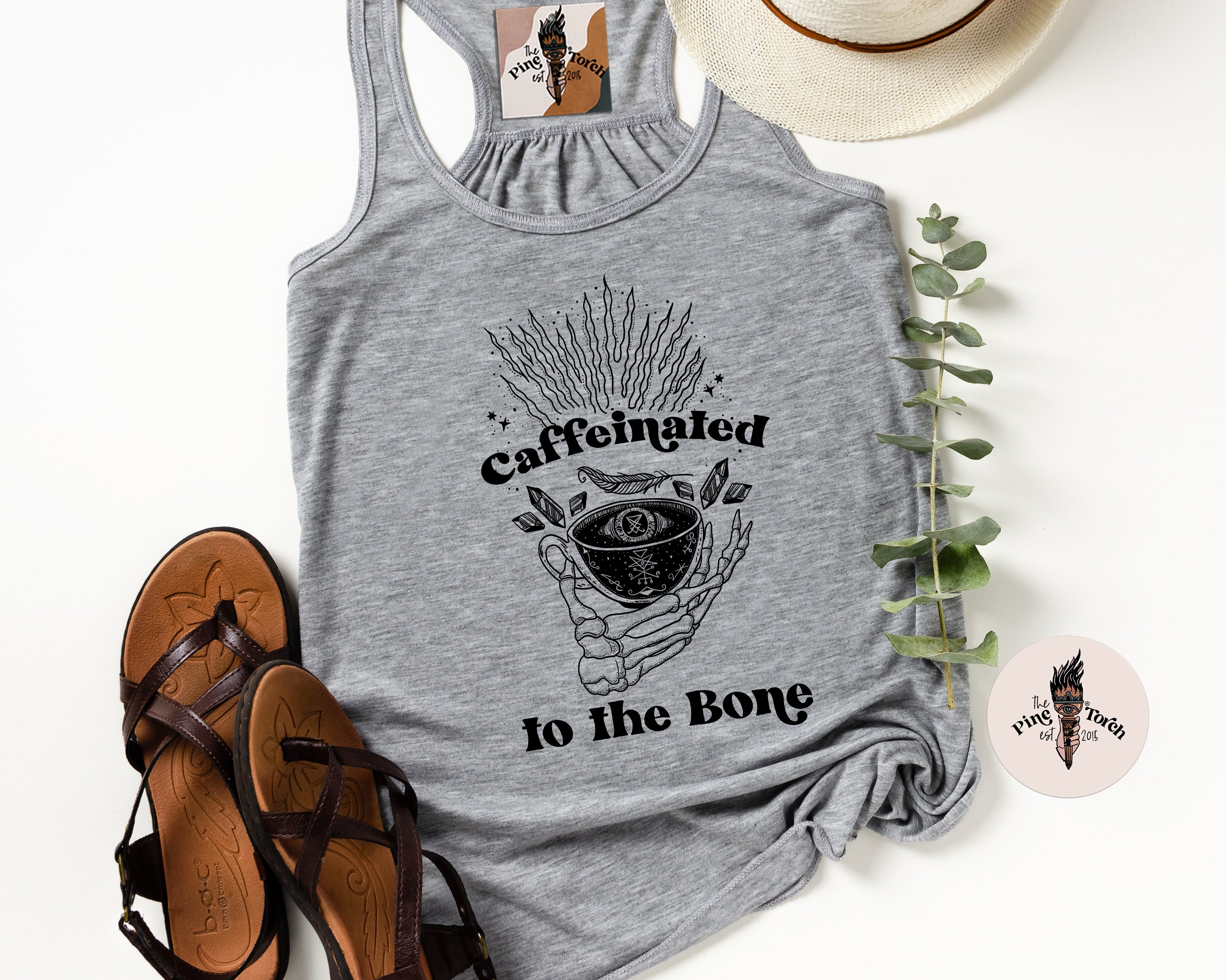 CAFFEINATED TO THE BONE // FLOWY RACERBACK TANK