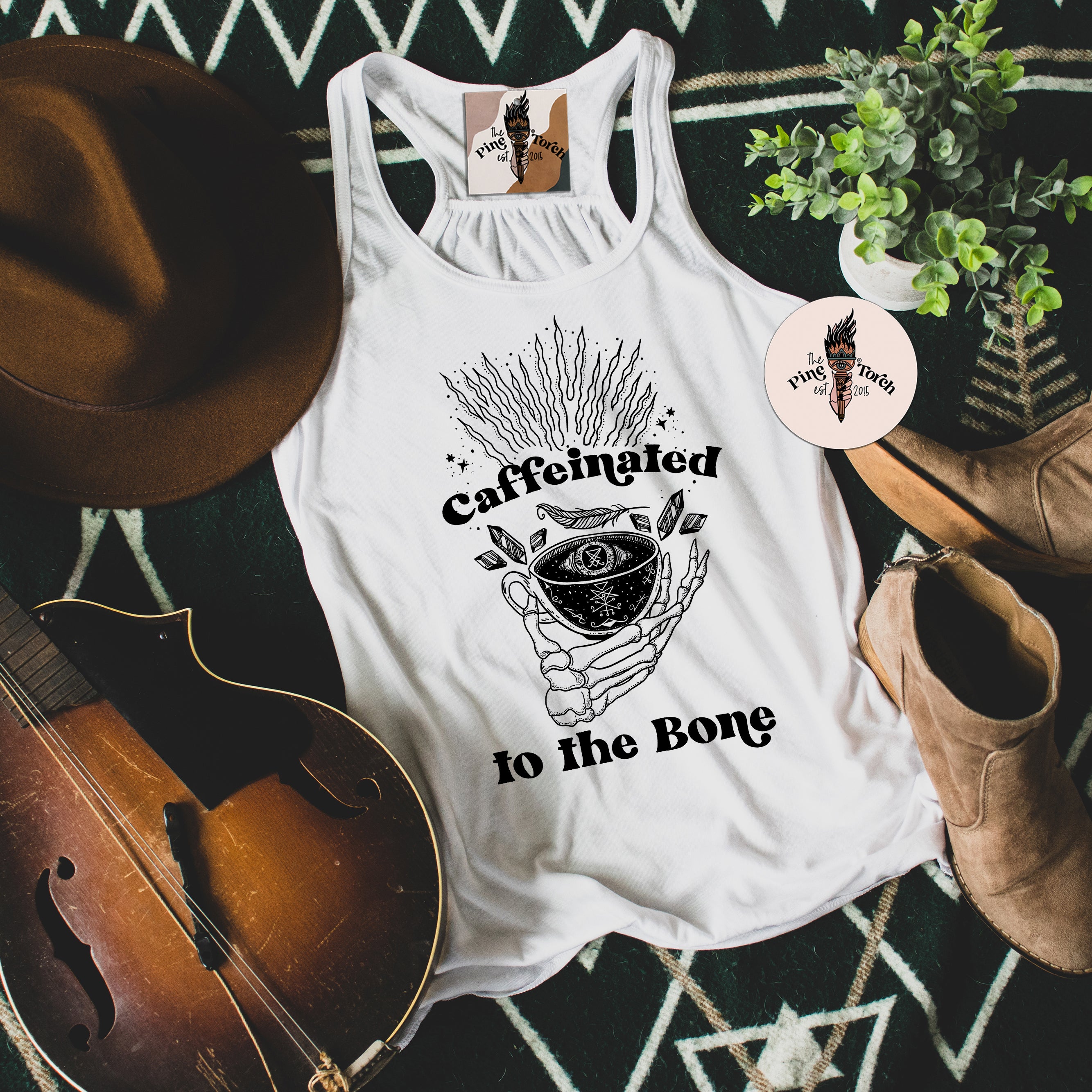 CAFFEINATED TO THE BONE // FLOWY RACERBACK TANK