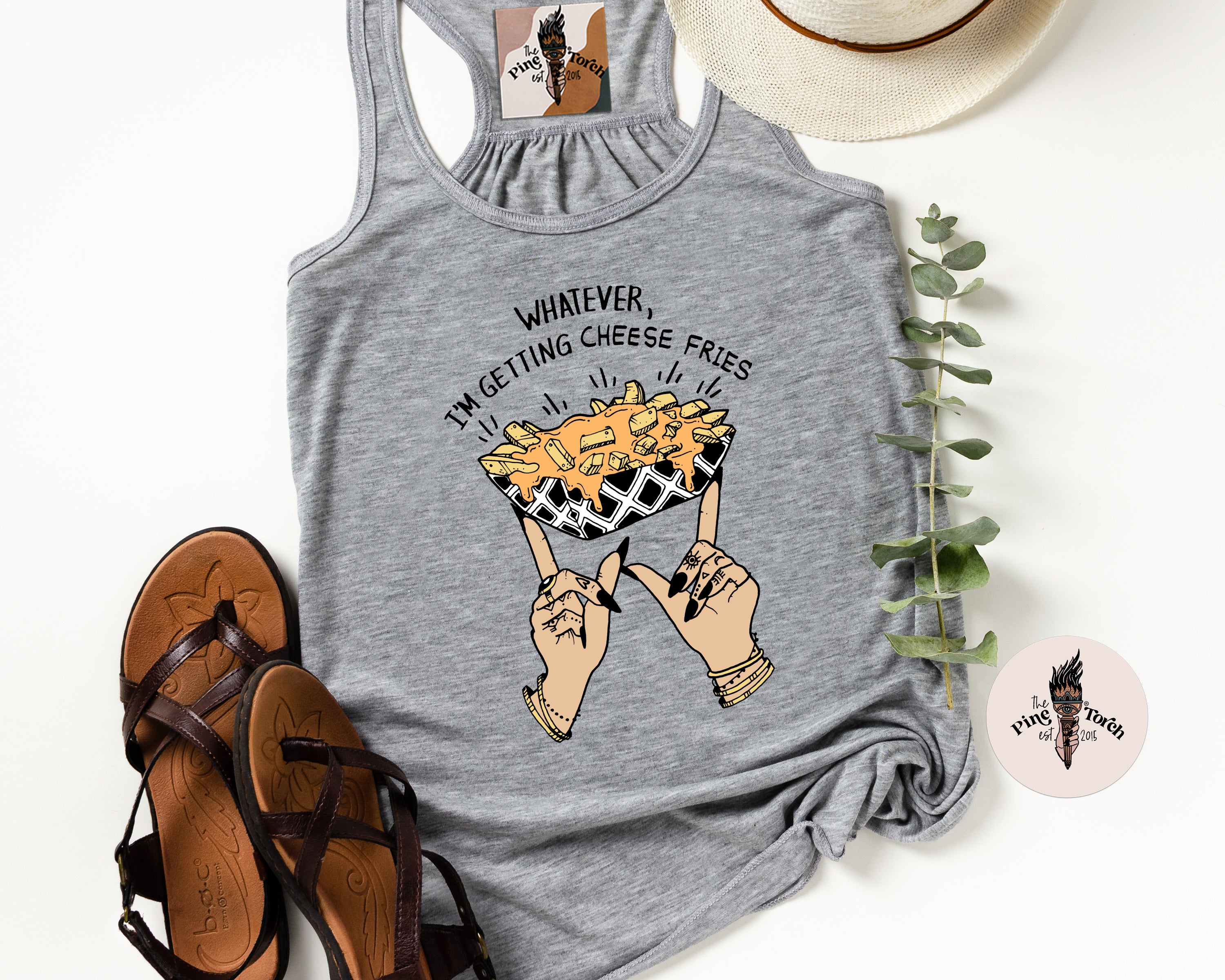 WHATEVER I'M GETTING CHEESE FRIES // FLOWY RACERBACK TANK