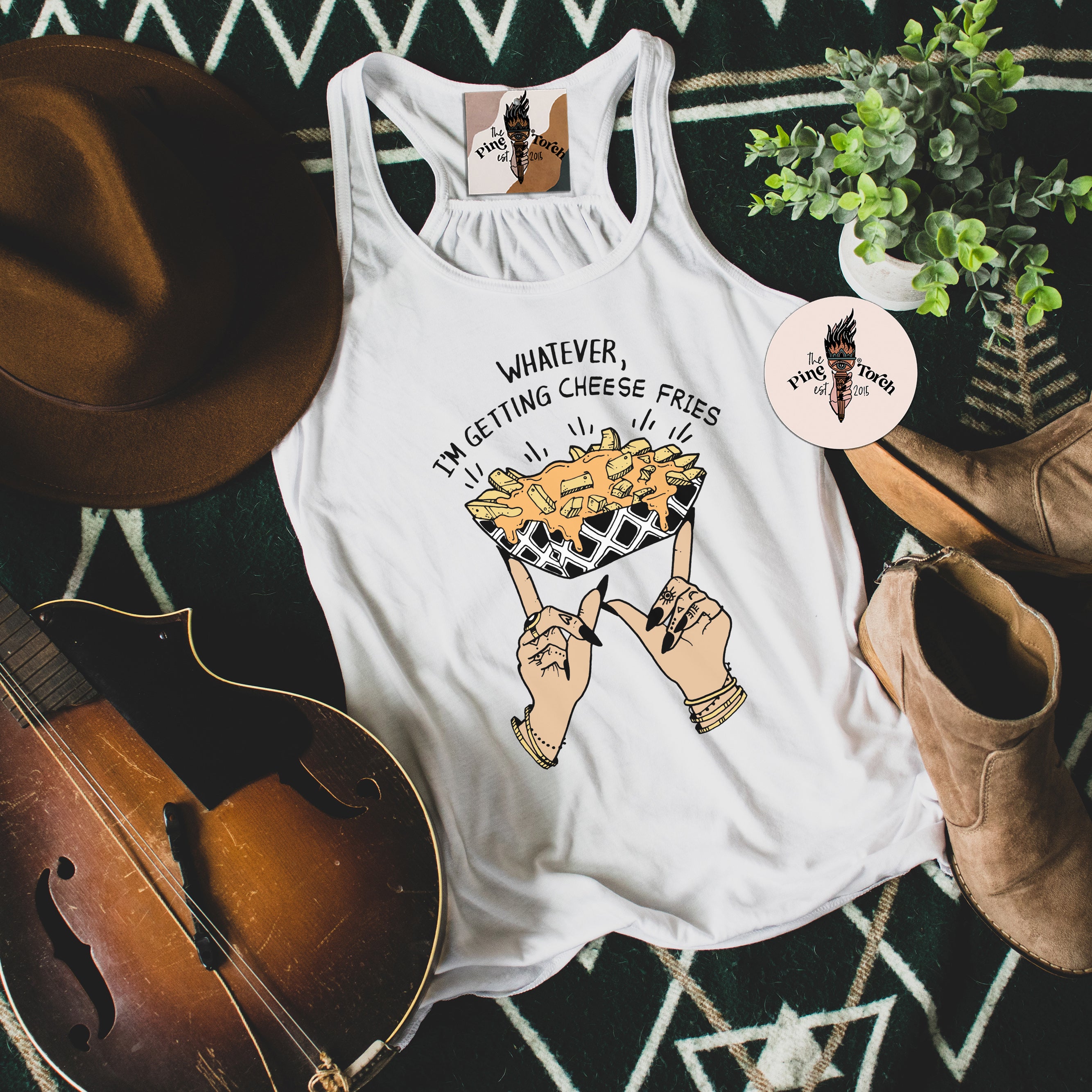 WHATEVER I'M GETTING CHEESE FRIES // FLOWY RACERBACK TANK
