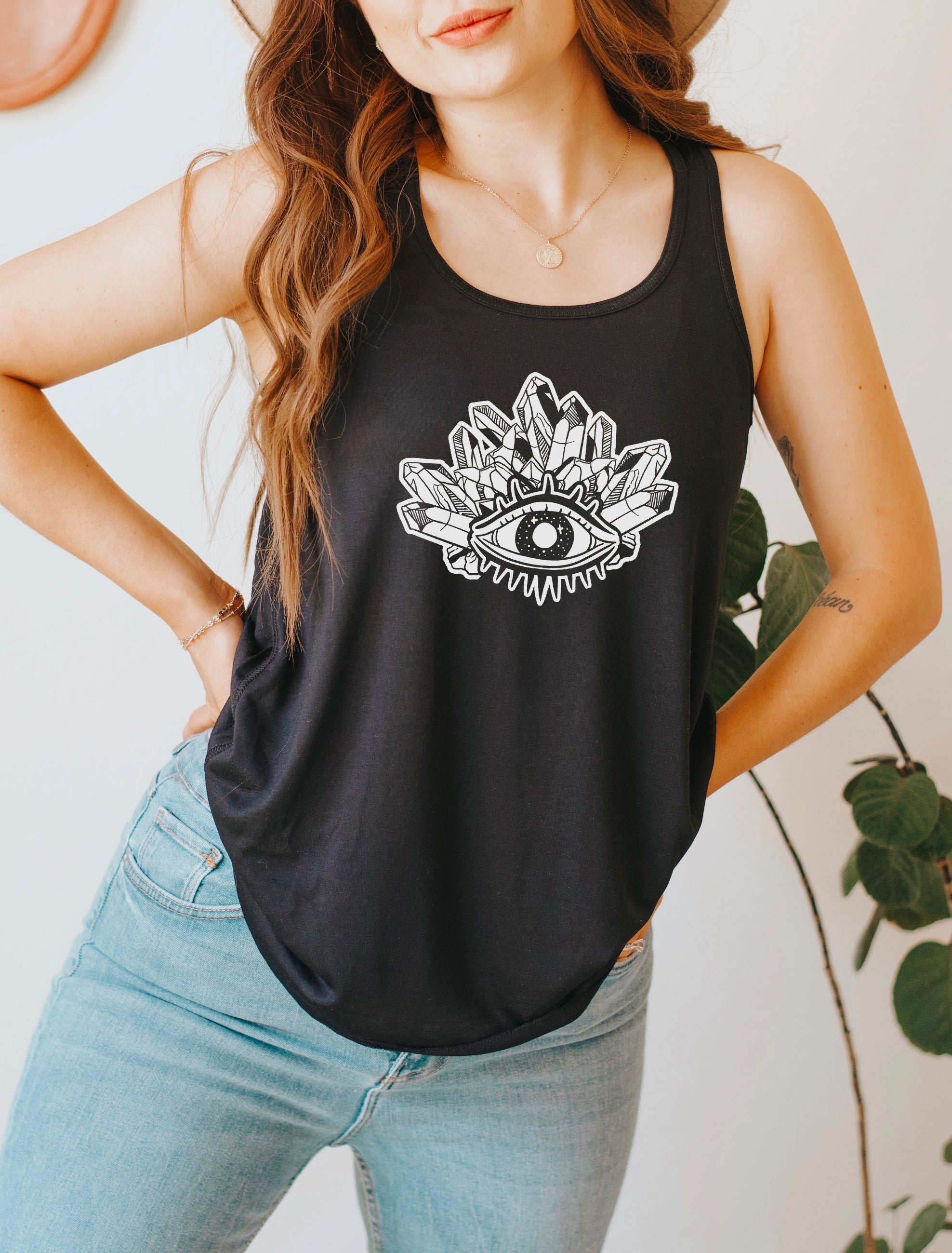 CRYSTAL EVIL EYE // FLOWY RACERBACK TANK