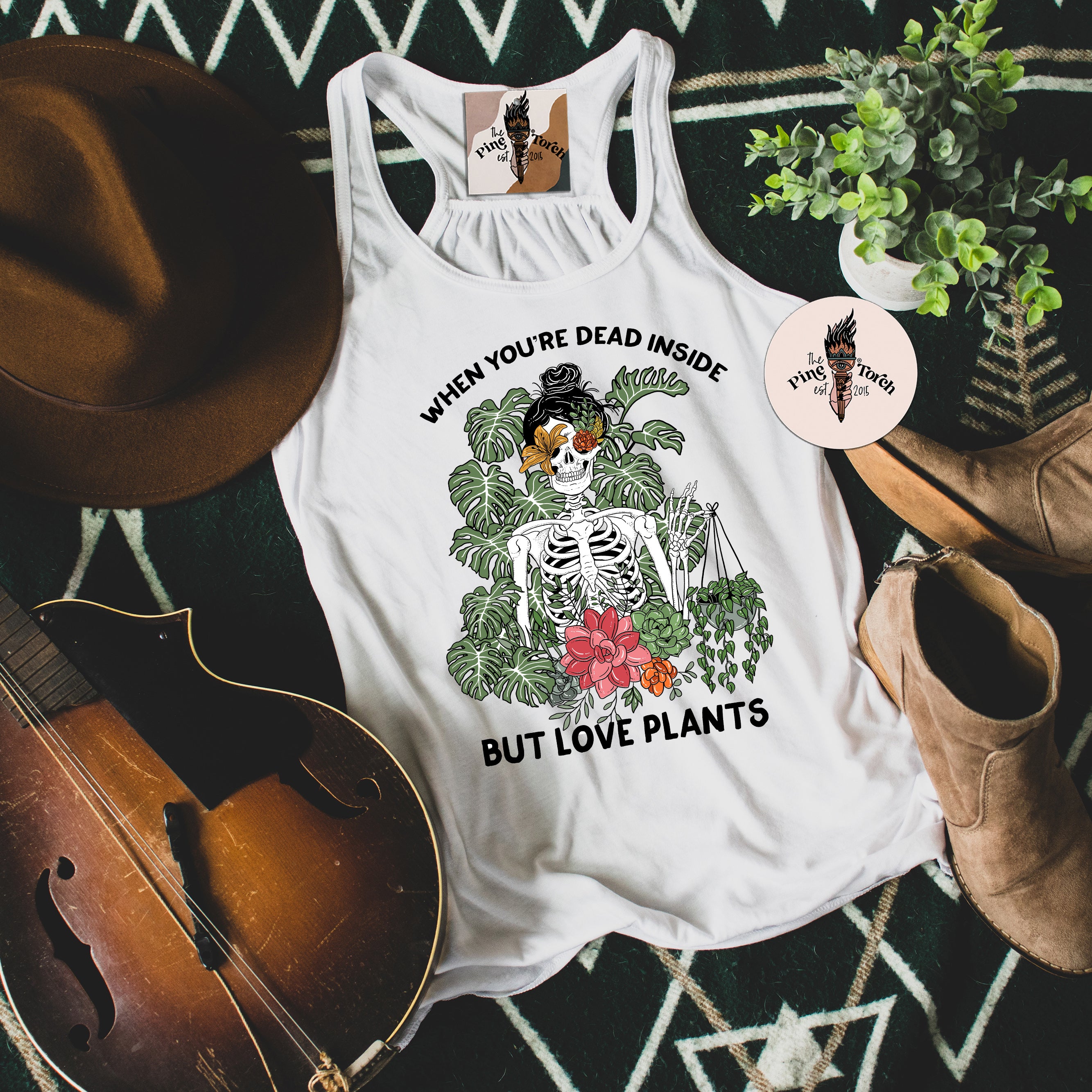 DEAD INSIDE BUT LOVE PLANTS // FLOWY RACERBACK TANK