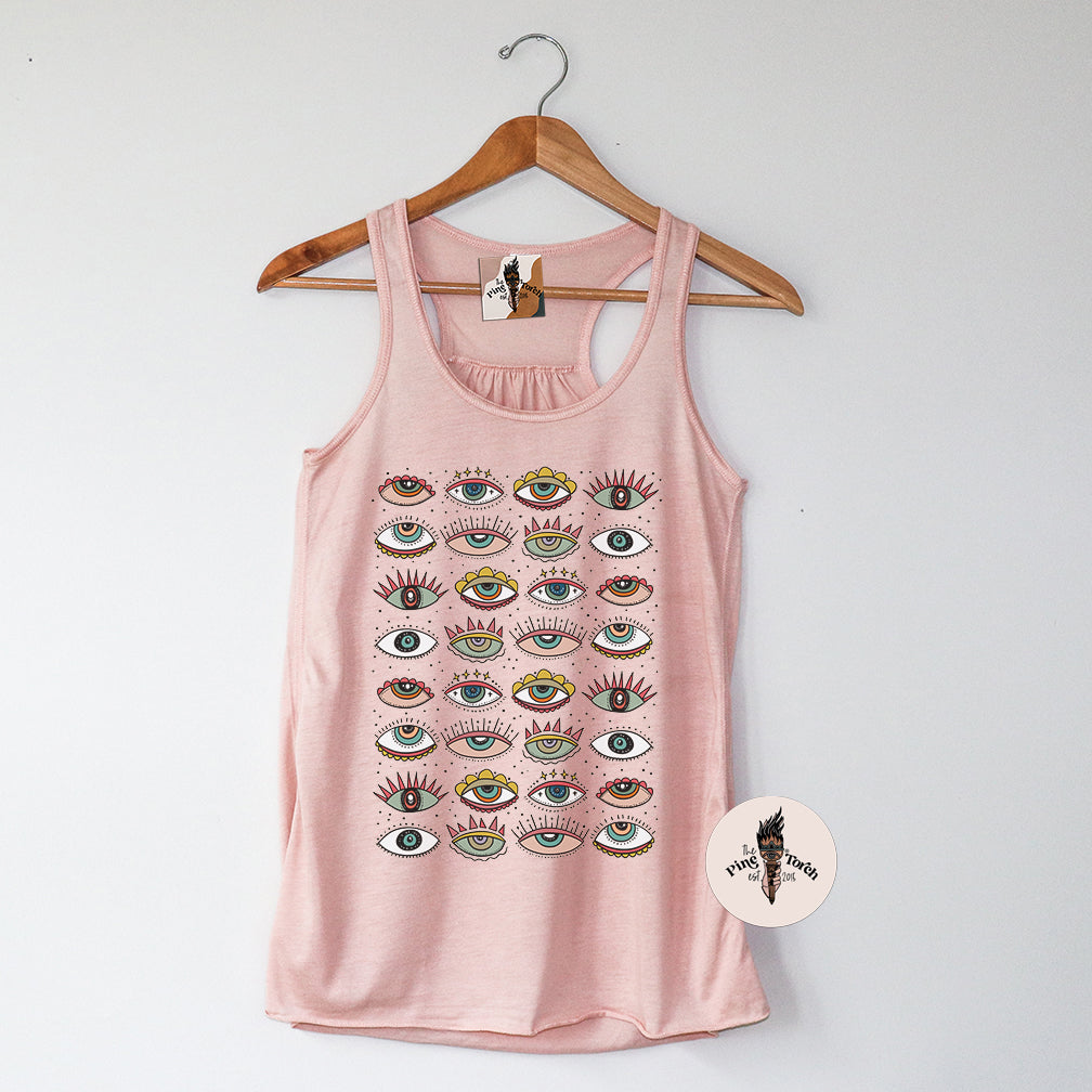 EVIL EYE PATTERN // FLOWY RACERBACK TANK