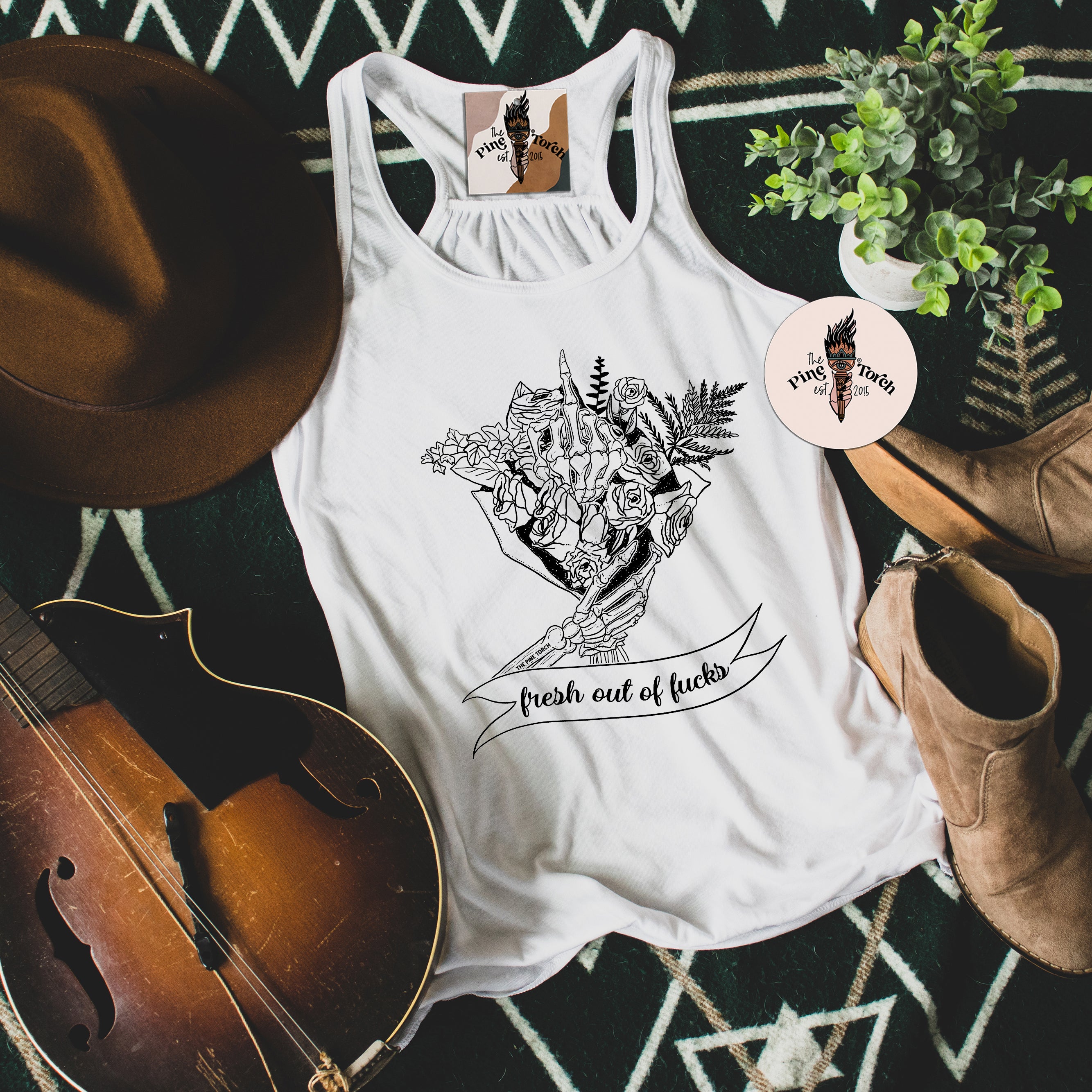 FRESH OUT OF FUCKS // FLOWY RACERBACK TANK