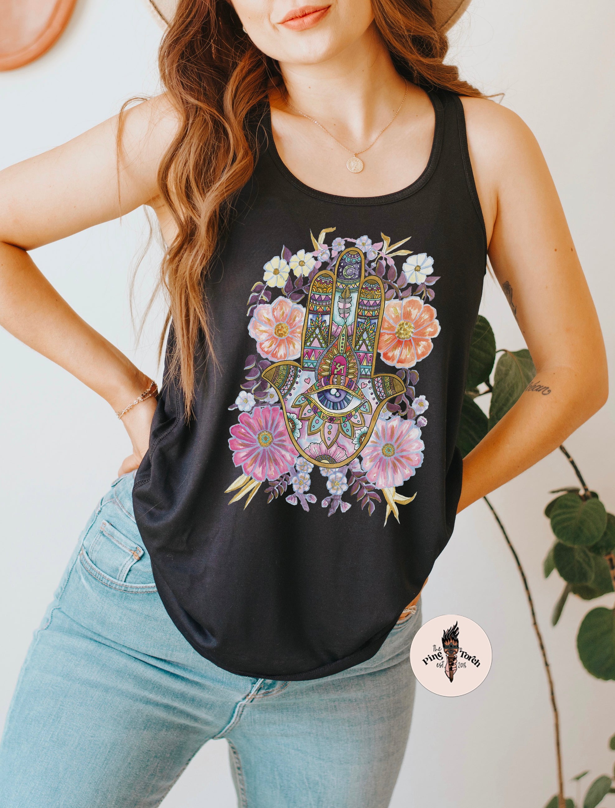 BOHO HAMSA // FLOWY RACERBACK TANK