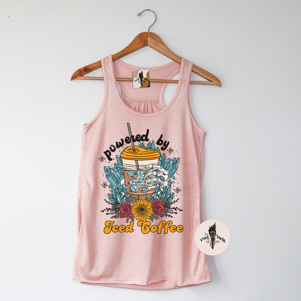 POWERED BY ICED COFFEE // FLOWY RACERBACK TANK