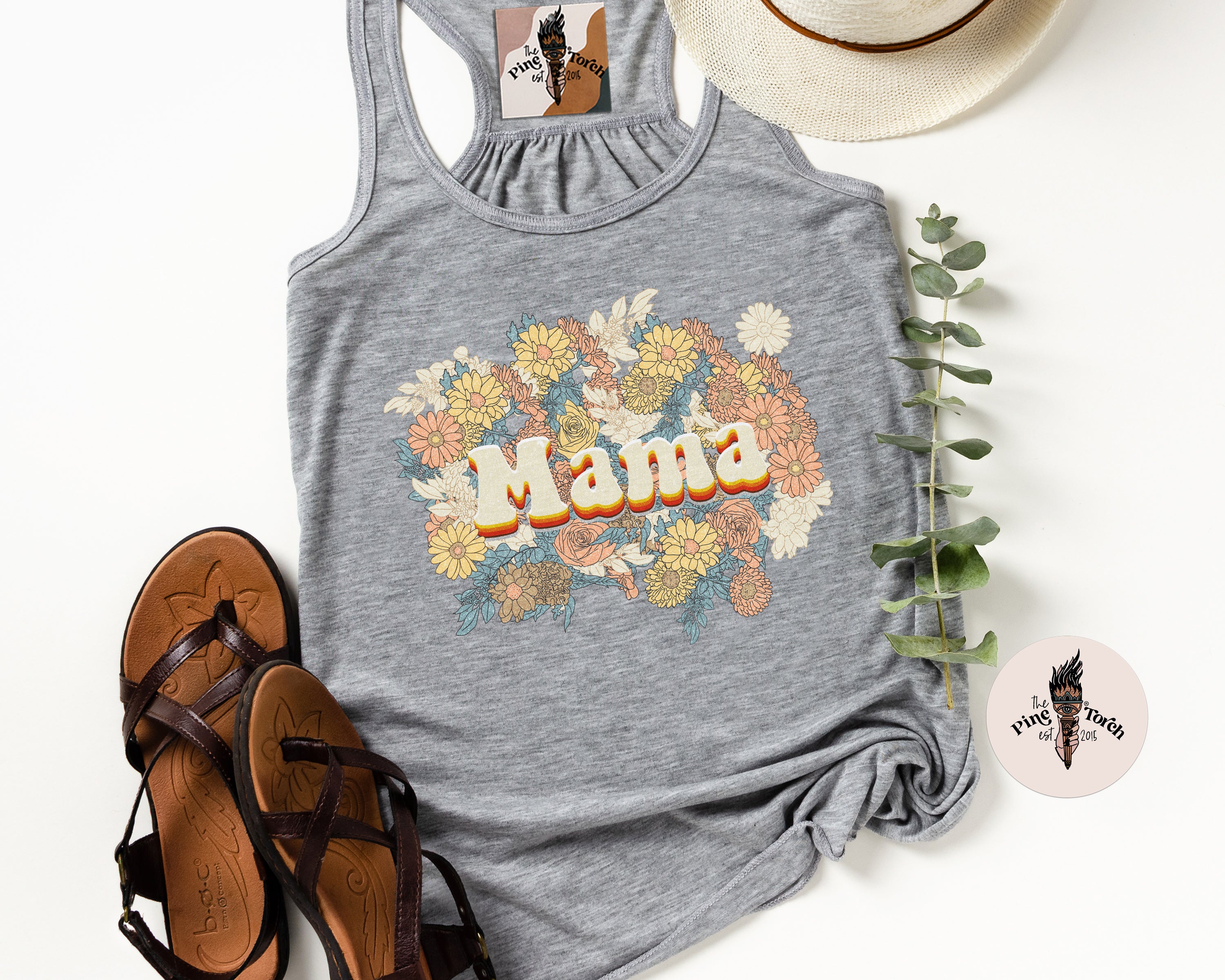 MAMA RETRO FLORAL // FLOWY RACERBACK TANK