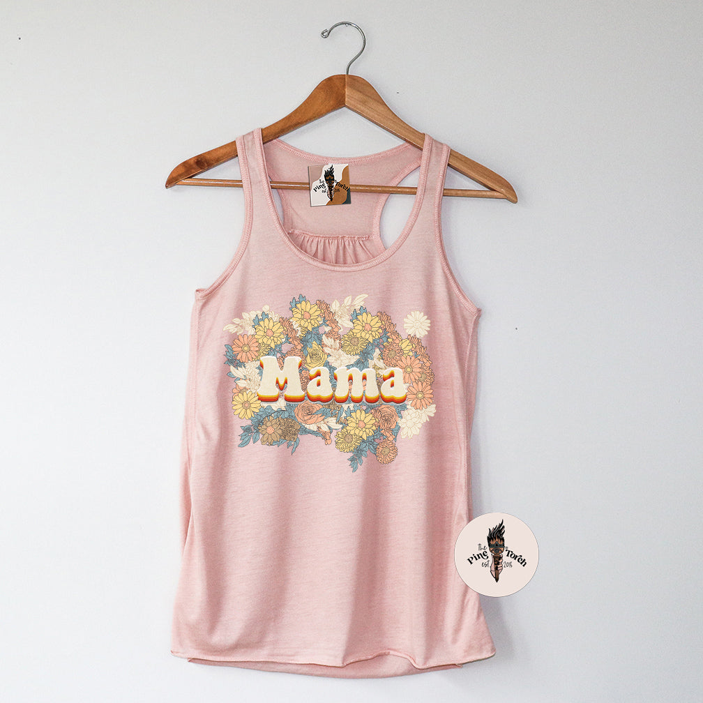 MAMA RETRO FLORAL // FLOWY RACERBACK TANK