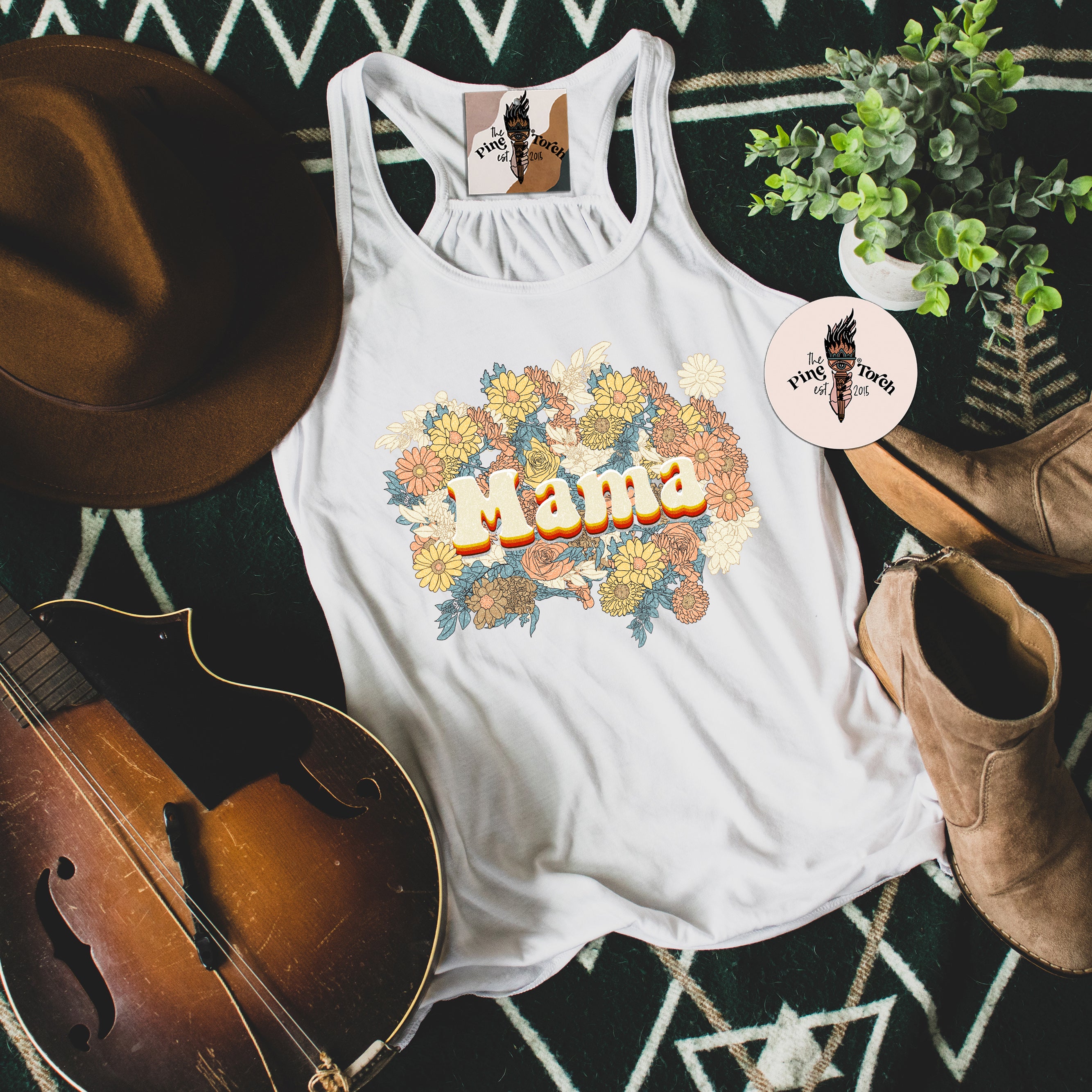 MAMA RETRO FLORAL // FLOWY RACERBACK TANK
