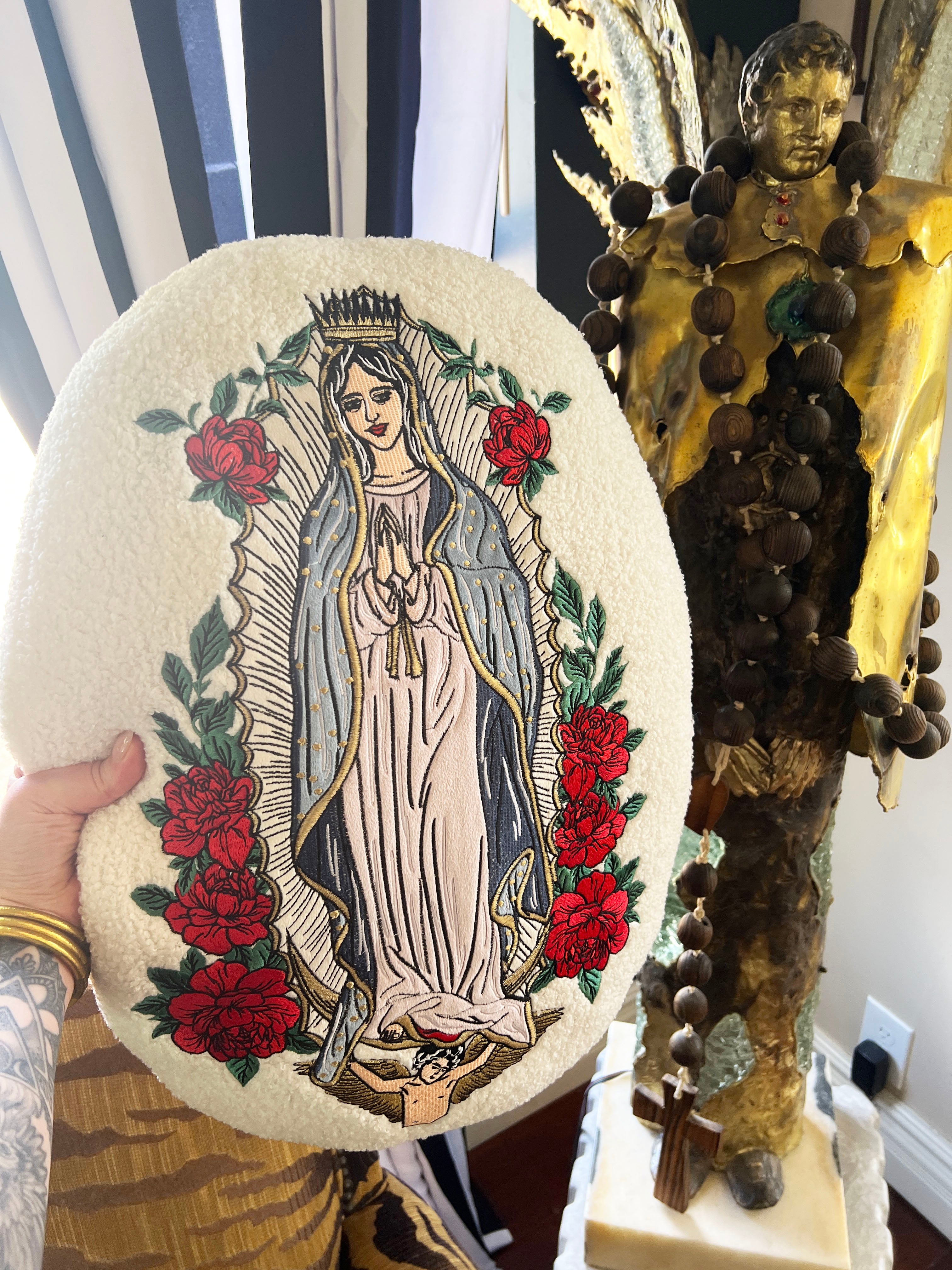 << MOTHER MARY >> OVERSIZED PLUSH EMBROIDERED PILLOW