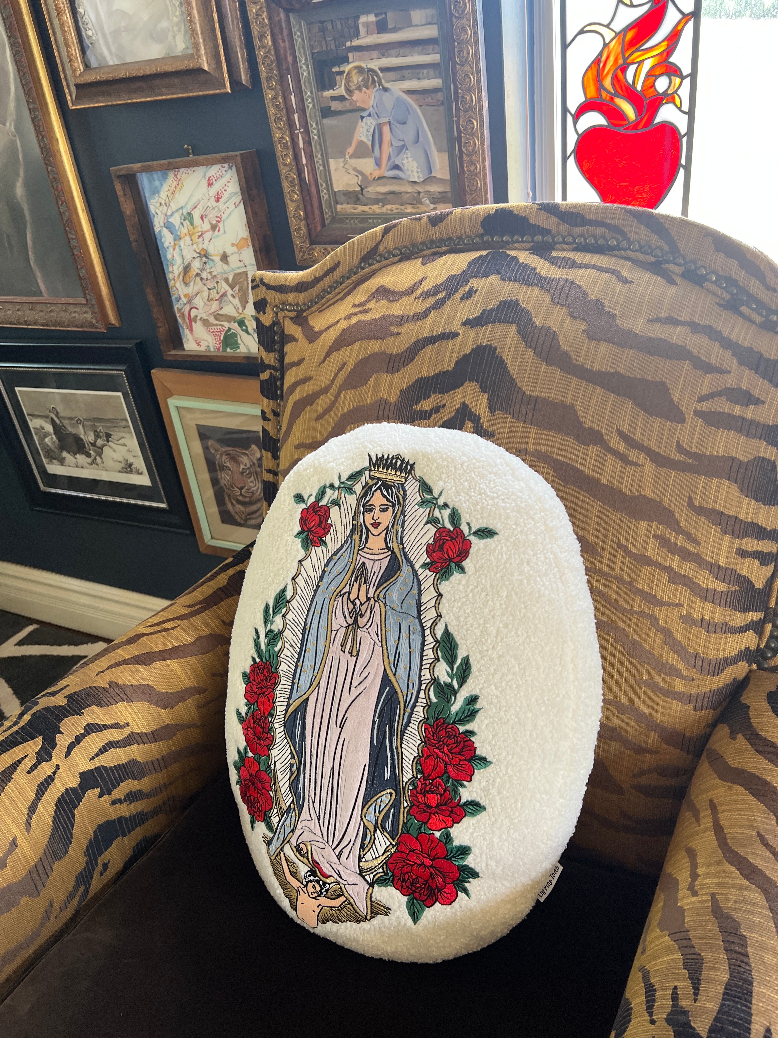<< MOTHER MARY >> OVERSIZED PLUSH EMBROIDERED PILLOW