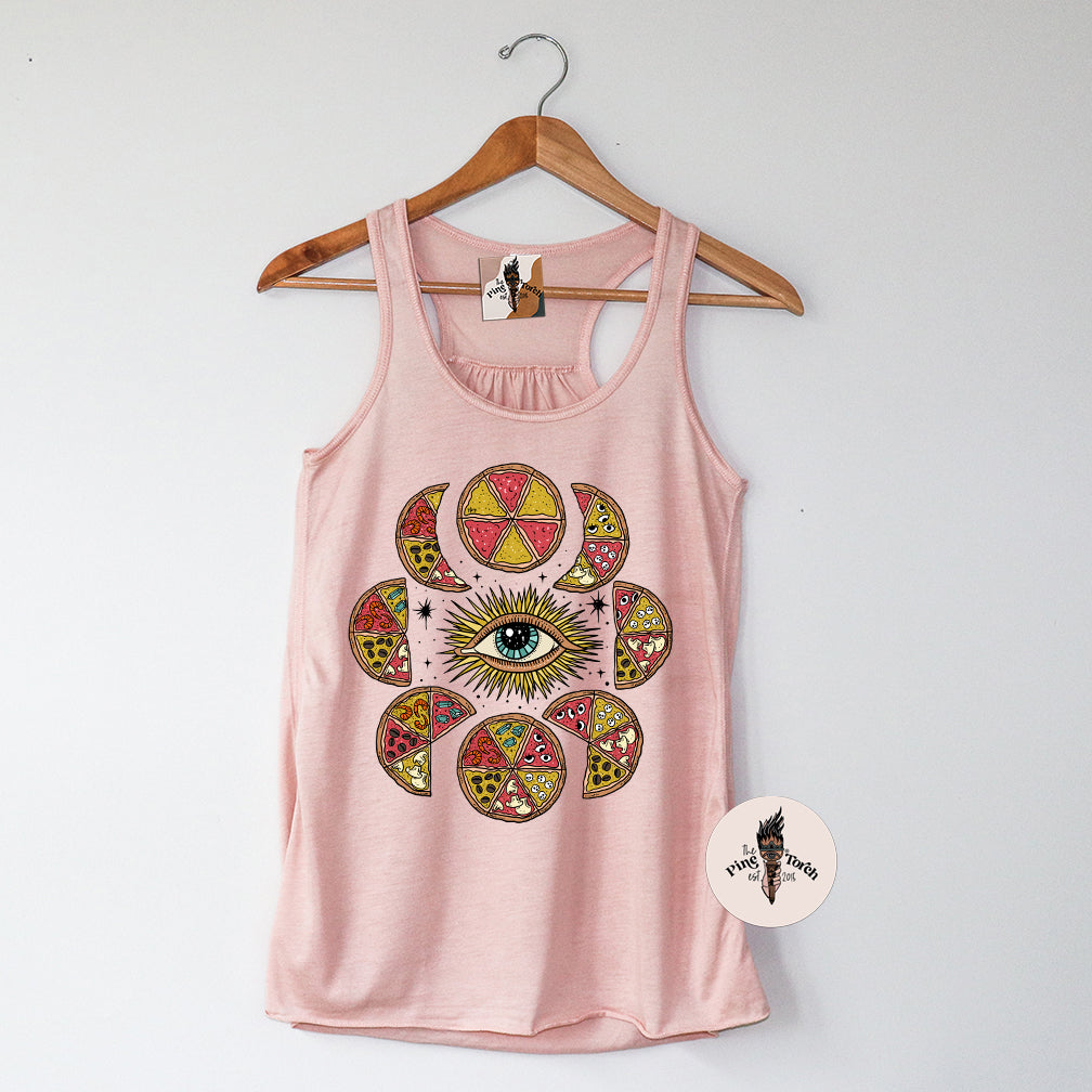 MOON PHASE PIZZA // FLOWY RACERBACK TANK