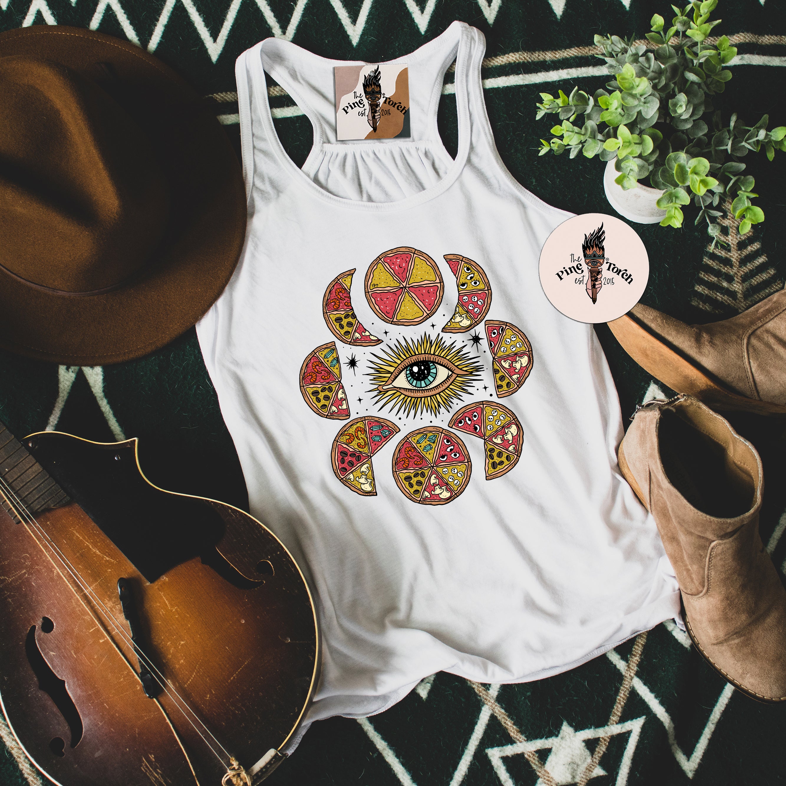 MOON PHASE PIZZA // FLOWY RACERBACK TANK