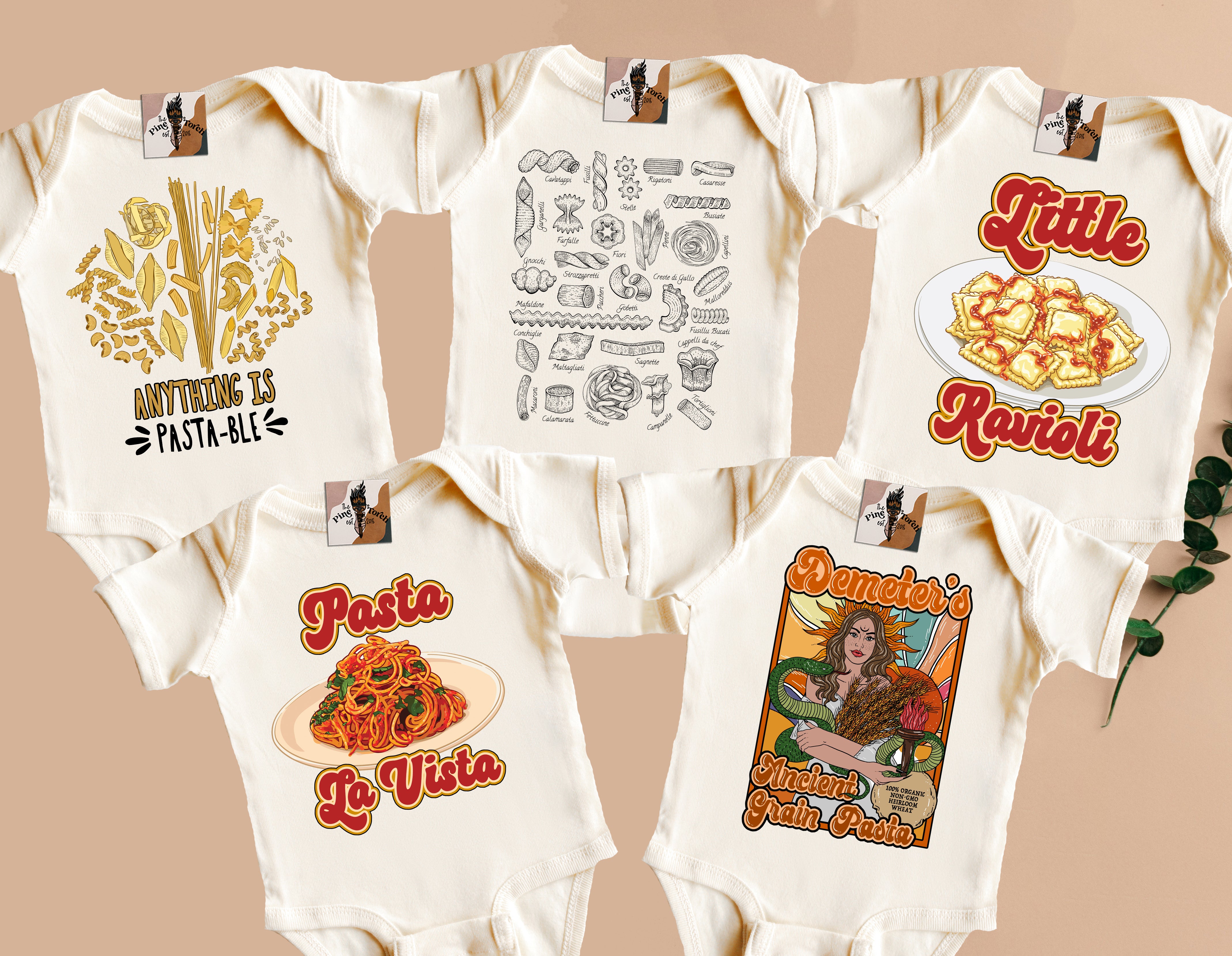 « PASTA LOVER STARTER PACK » 5 BODYSUIT BUNDLE