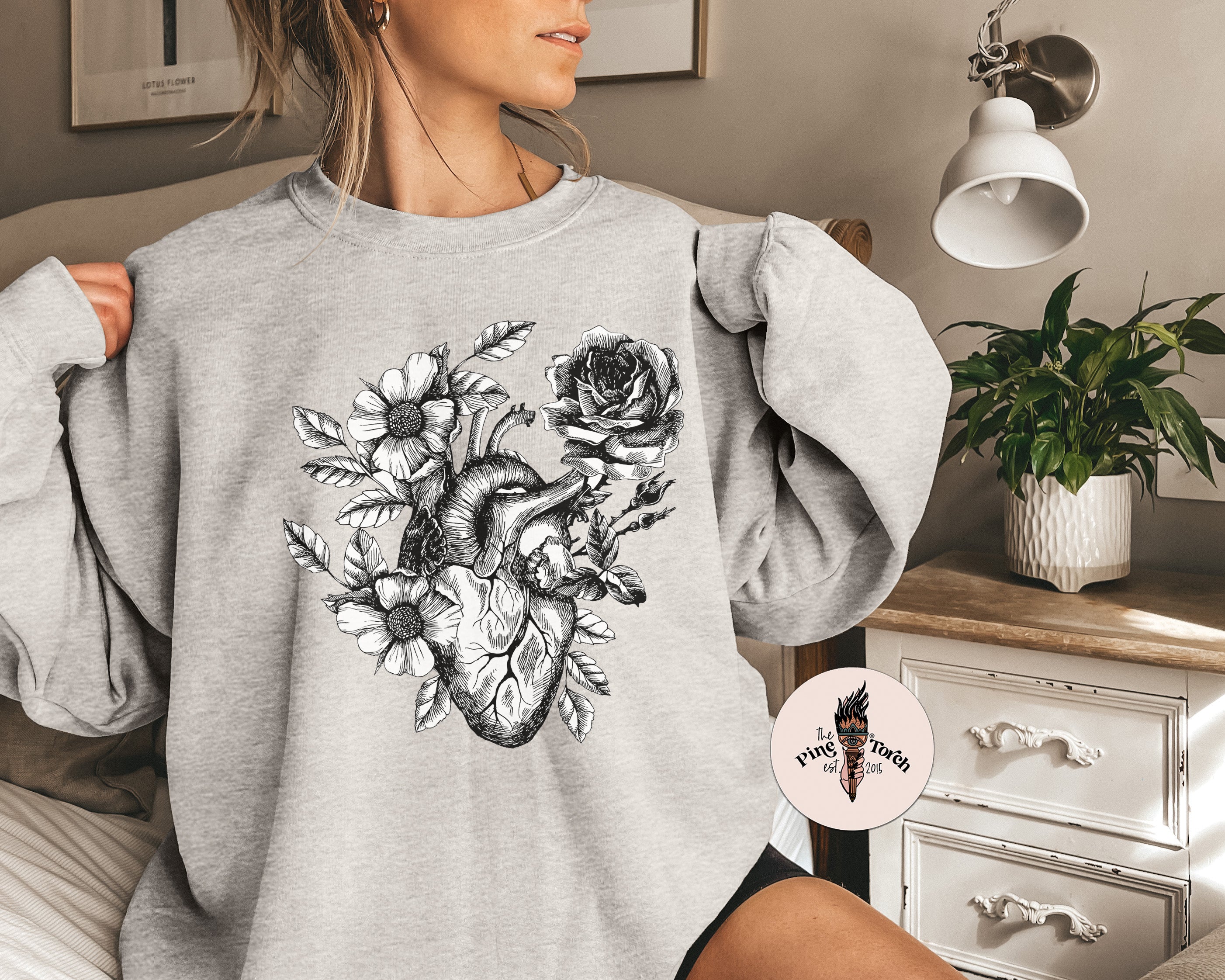 FLORAL ANATOMICAL HEART // UNISEX PULLOVER