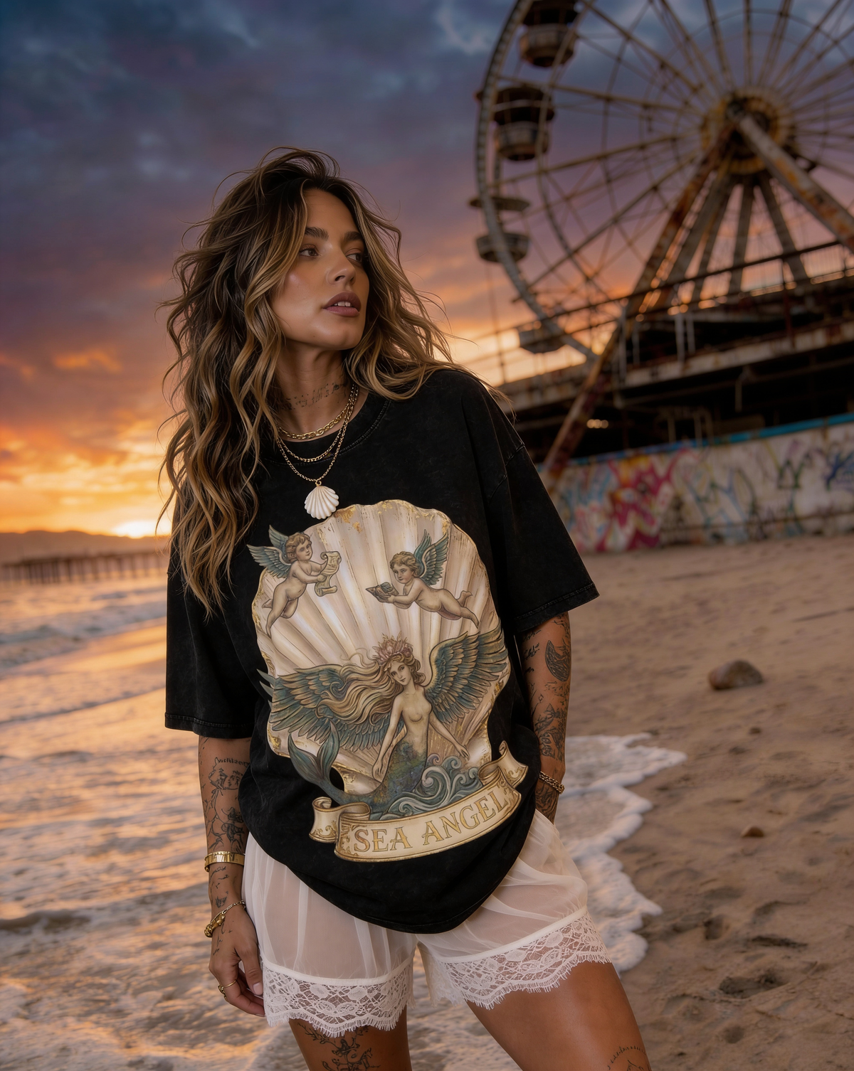Sea Angel // Snow Washed Oversized Cotton T-Shirt | The Pine Torch