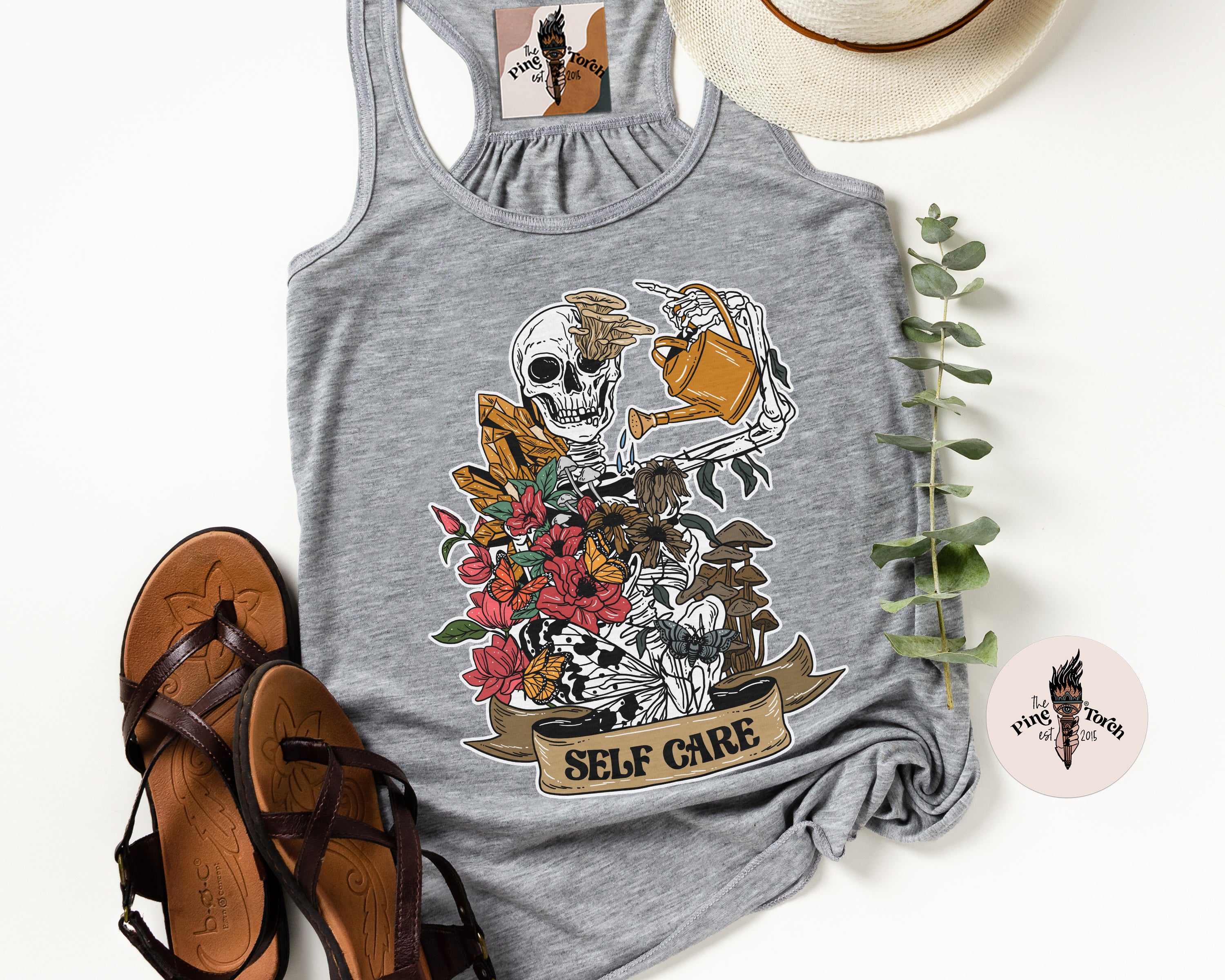 SELF CARE SKELETON // FLOWY RACERBACK TANK