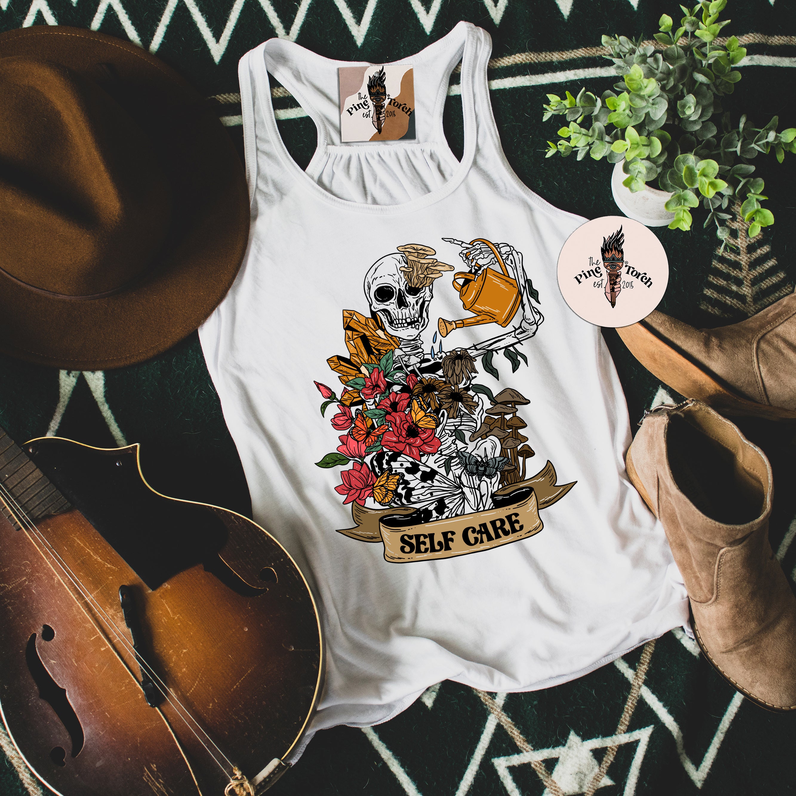 SELF CARE SKELETON // FLOWY RACERBACK TANK