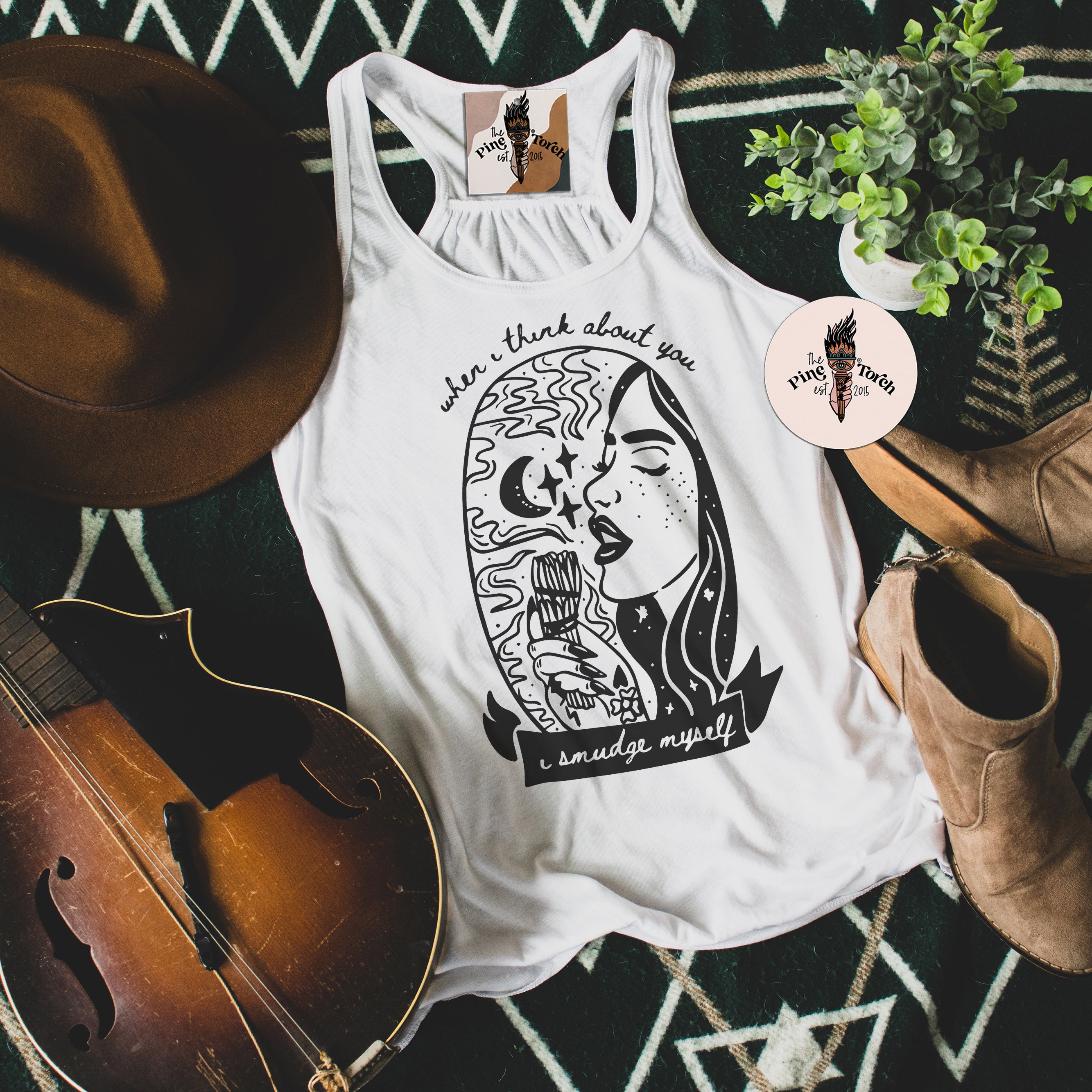 WHEN I THINK ABOUT YOU I SMUDGE MYSELF // FLOWY RACERBACK TANK