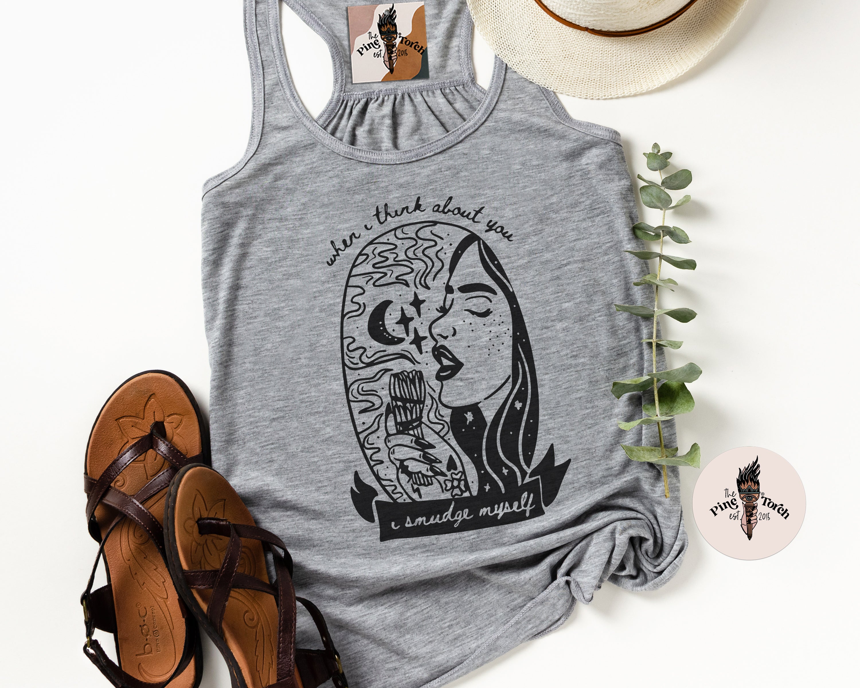 WHEN I THINK ABOUT YOU I SMUDGE MYSELF // FLOWY RACERBACK TANK