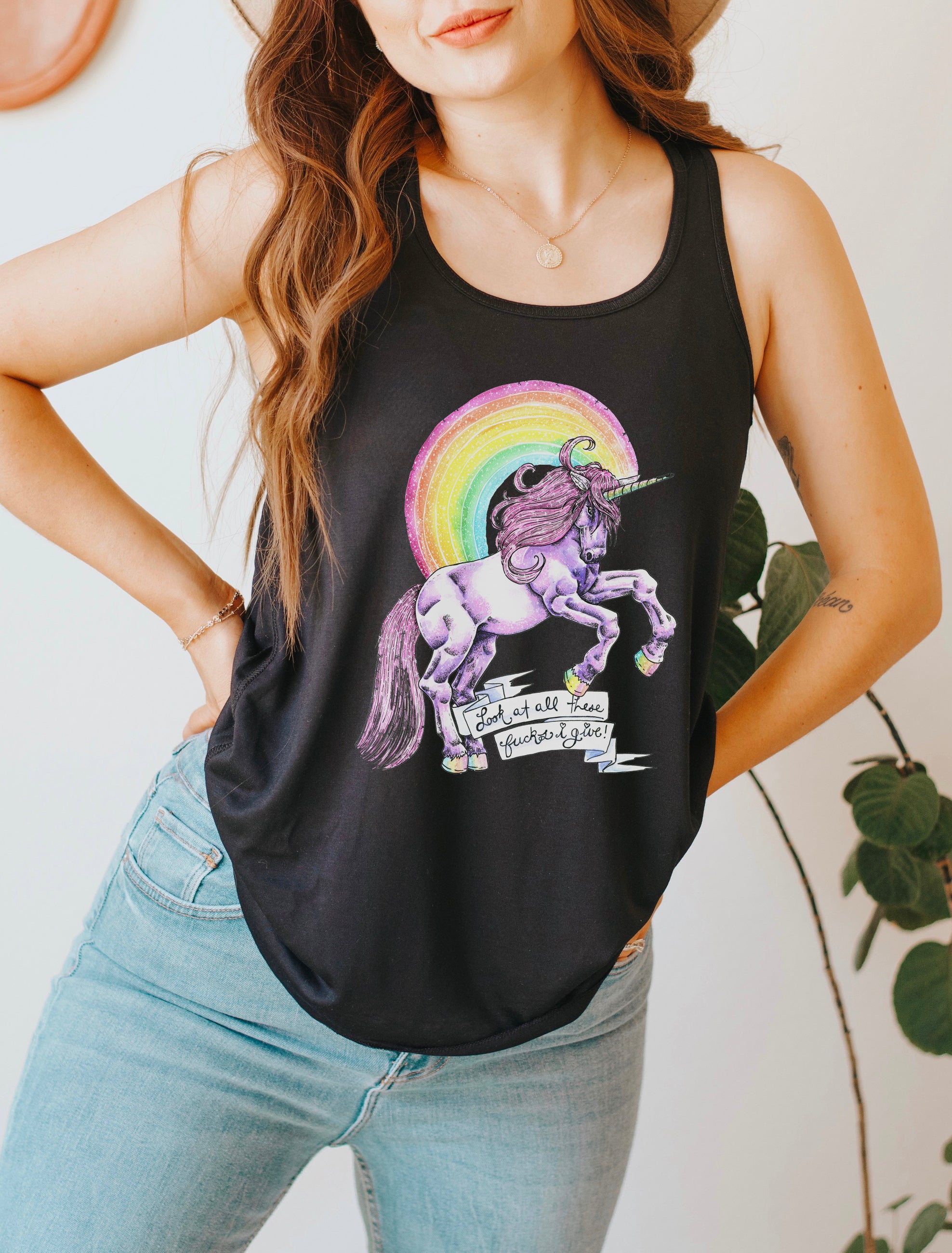 LOOK AT ALL THESE FUCKS I GIVE // FLOWY RACERBACK TANK