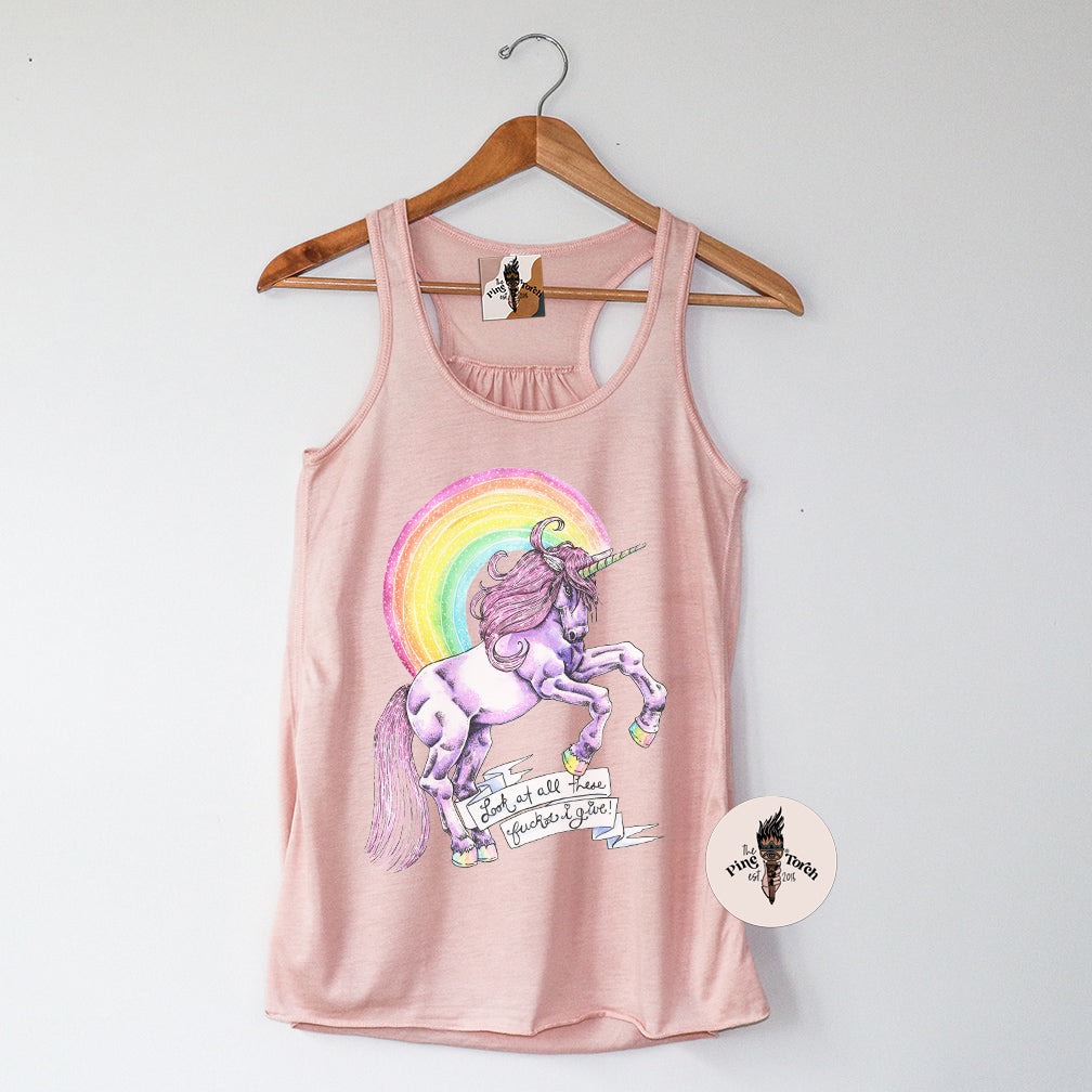 LOOK AT ALL THESE FUCKS I GIVE // FLOWY RACERBACK TANK