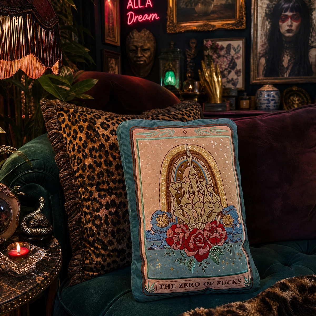 THE ZERO OF F*CKS >> OVERSIZED PLUSH EMBROIDERED PILLOW