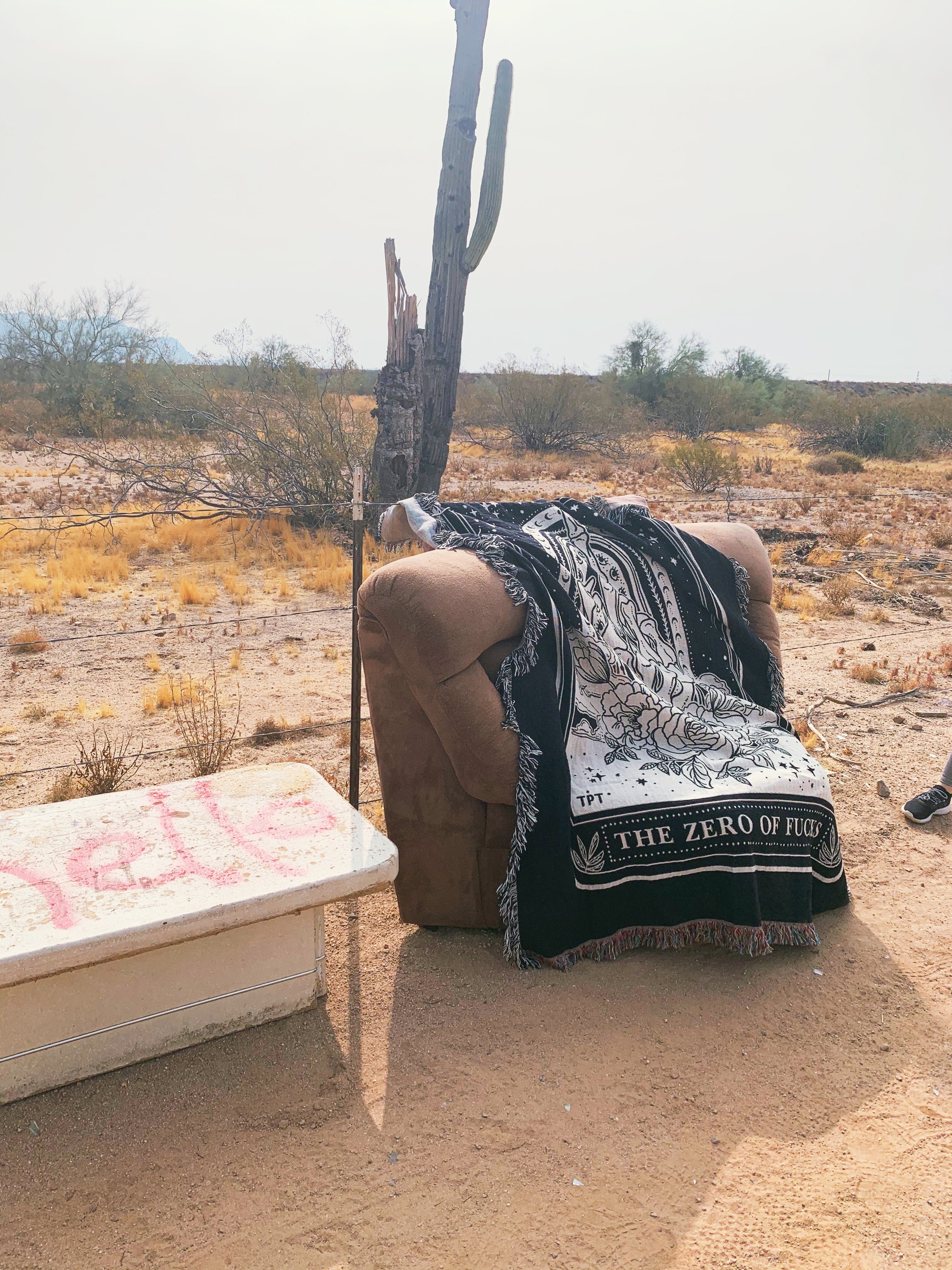DEATH TAROT CARD // WOVEN FRINGE BLANKET