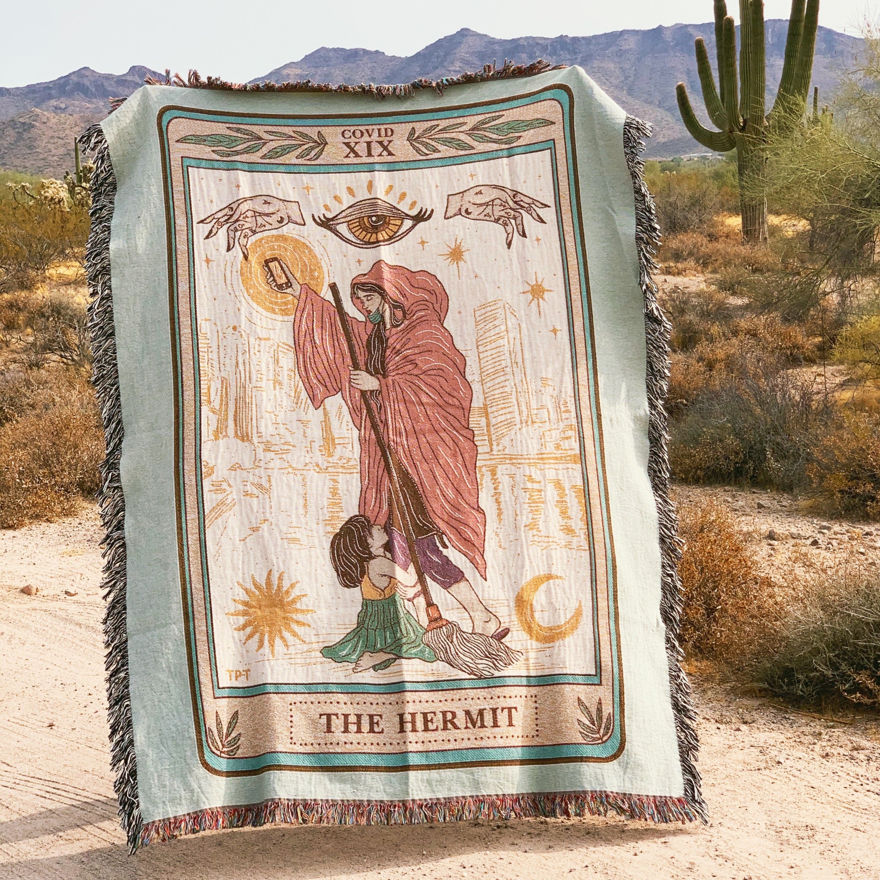 THE HERMIT TAROT CARD // WOVEN FRINGE BLANKET