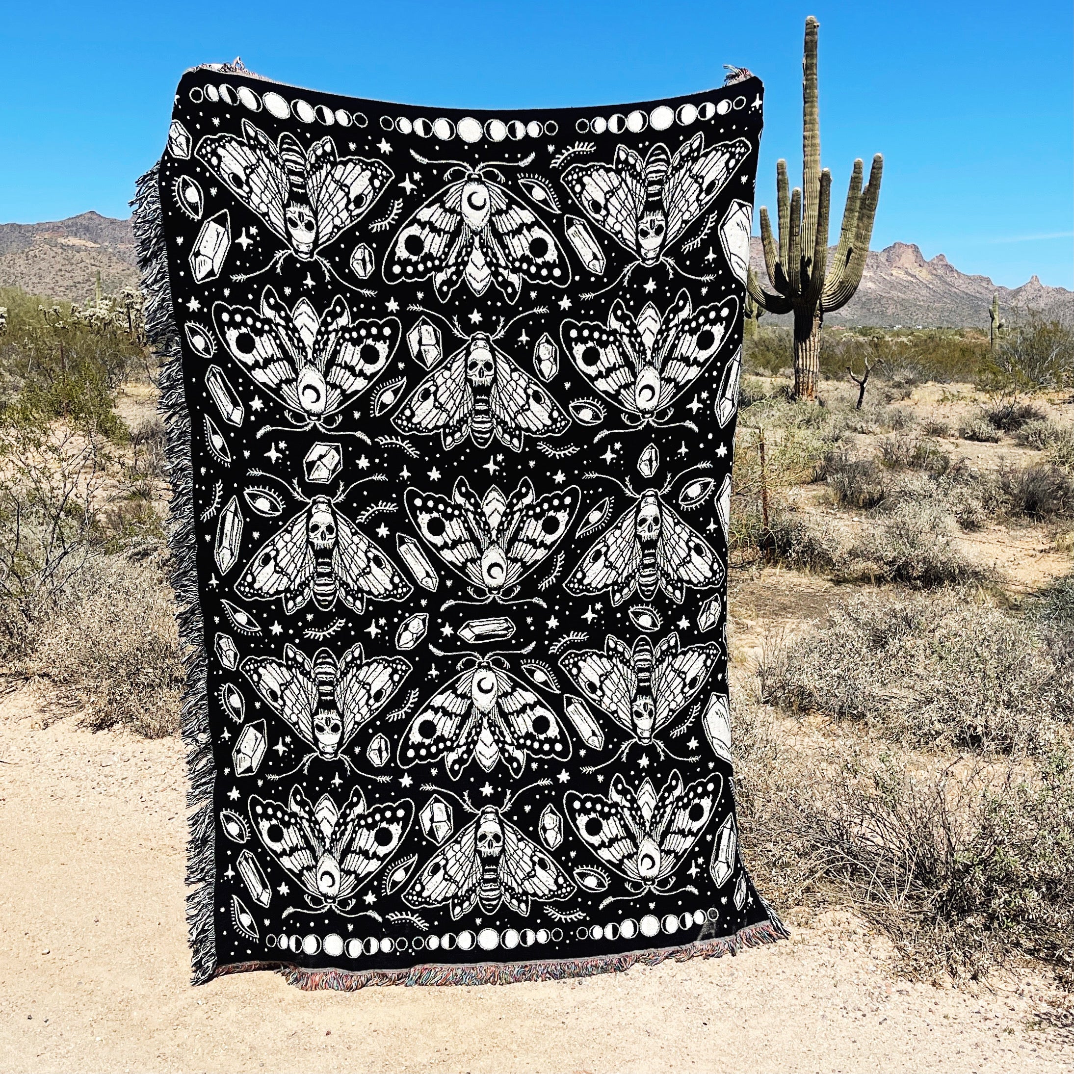 MOTH PATTERN // WOVEN FRINGE BLANKET