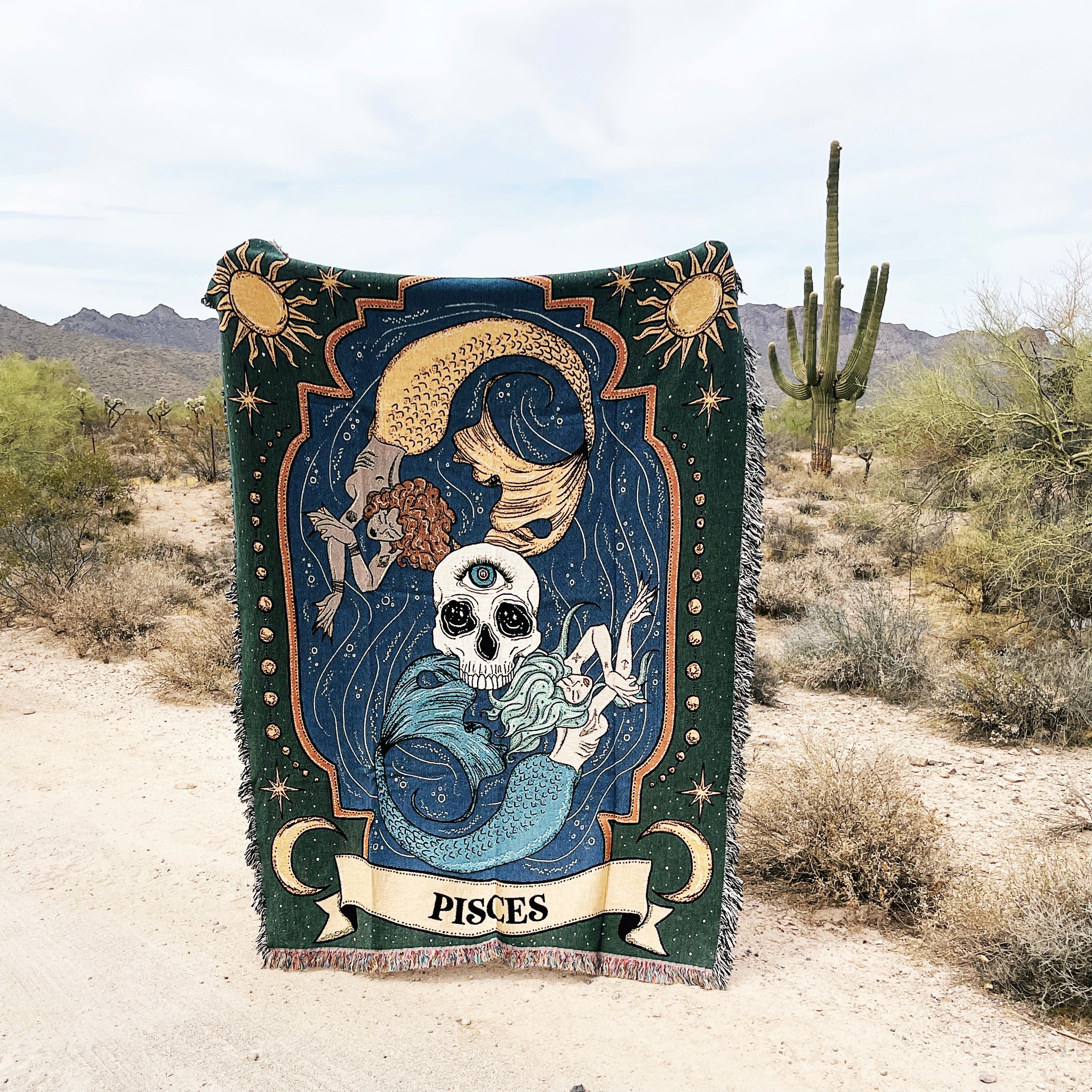 PISCES ZODIAC (Color) // WOVEN FRINGE BLANKET