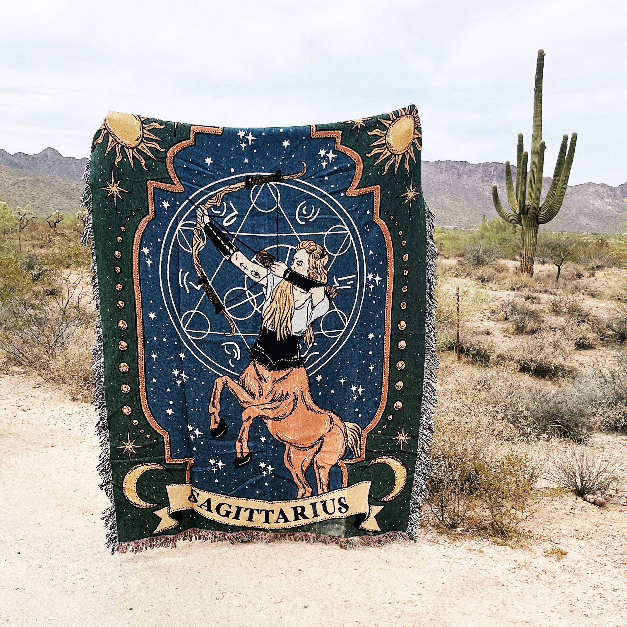 SAGITTARIUS ZODIAC (Color) // WOVEN FRINGE BLANKET