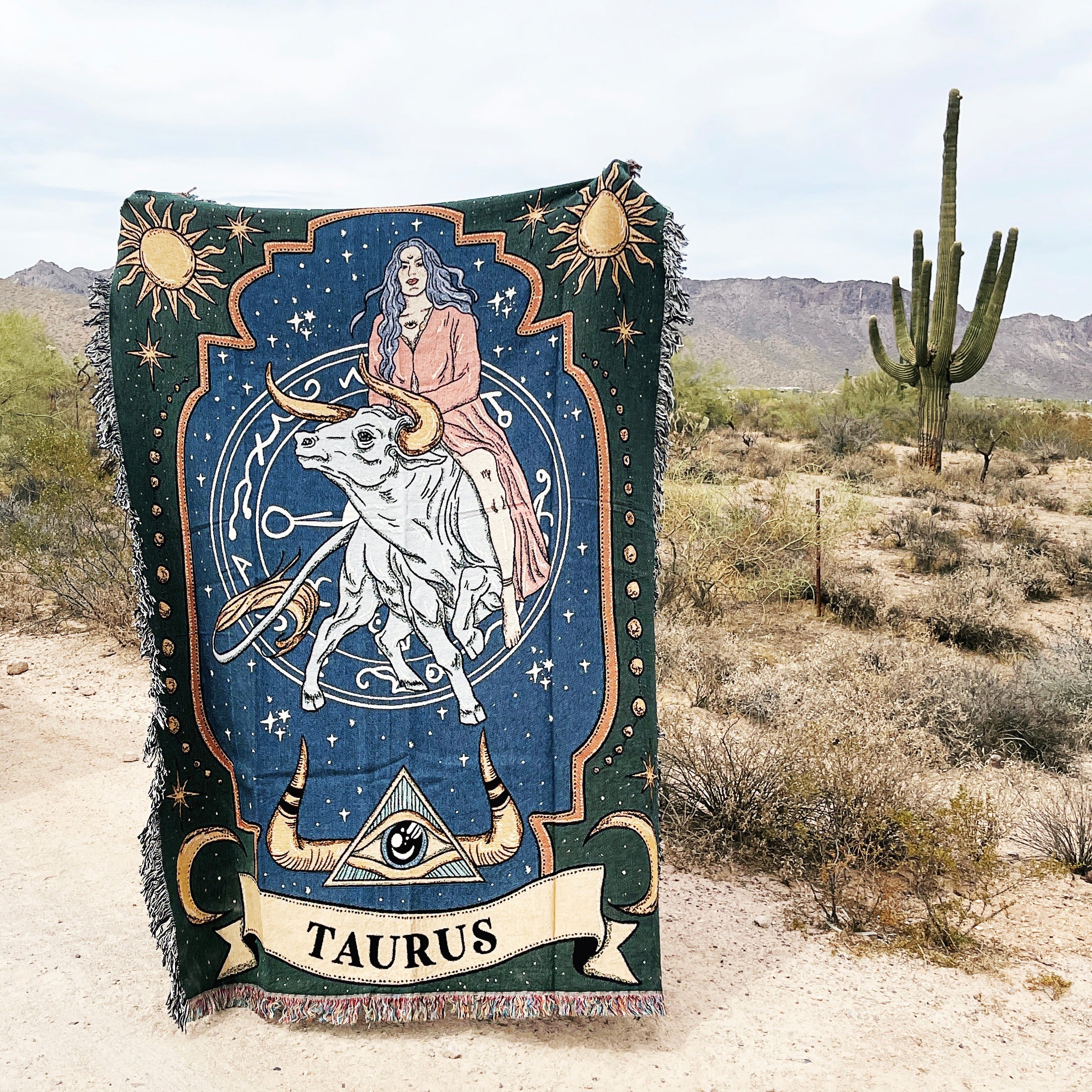TAURUS ZODIAC (Color) // WOVEN FRINGE BLANKET
